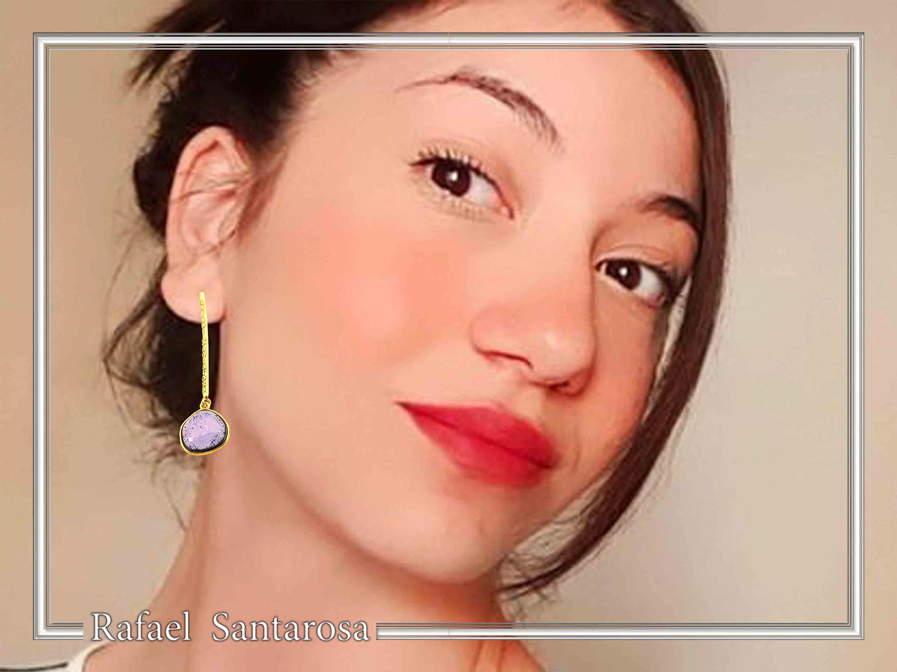 Sea Rock Drop Earrings: Sea Blue Enamel on Gold-Filled Sterling Silver — additional product image 5 from Rafael Santarosa Fine Jewelry