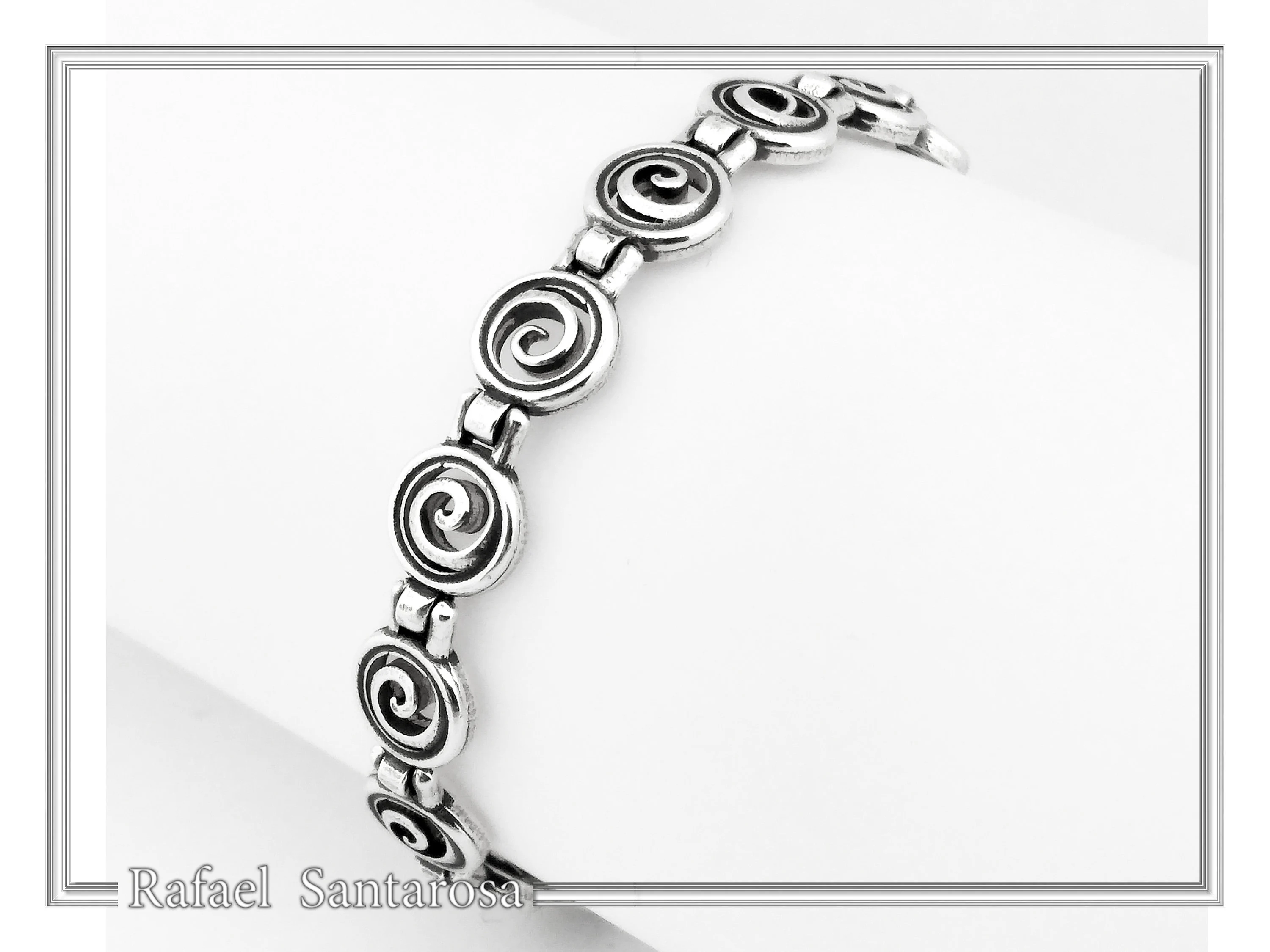 Spiral Eternity Symbol Beaded Bracelet: Ancient Greek Museum Silver Jewelry — additional product image 3 from Rafael Santarosa Fine Jewelry