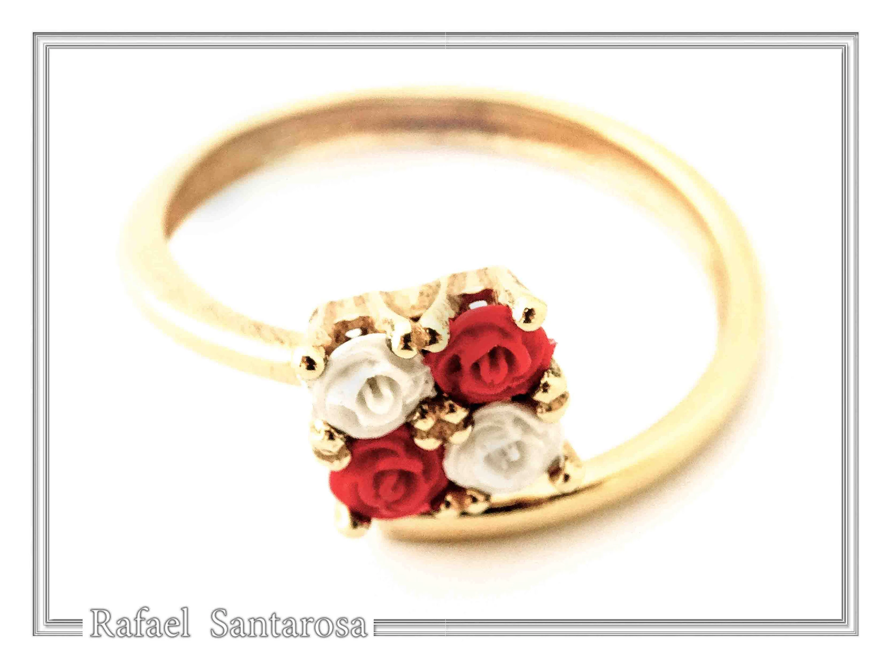Alabaster Gems Rose Flower shaped Adjustable Ring: Sterling Silver 18K Gold-Filled, Floral Jewelry