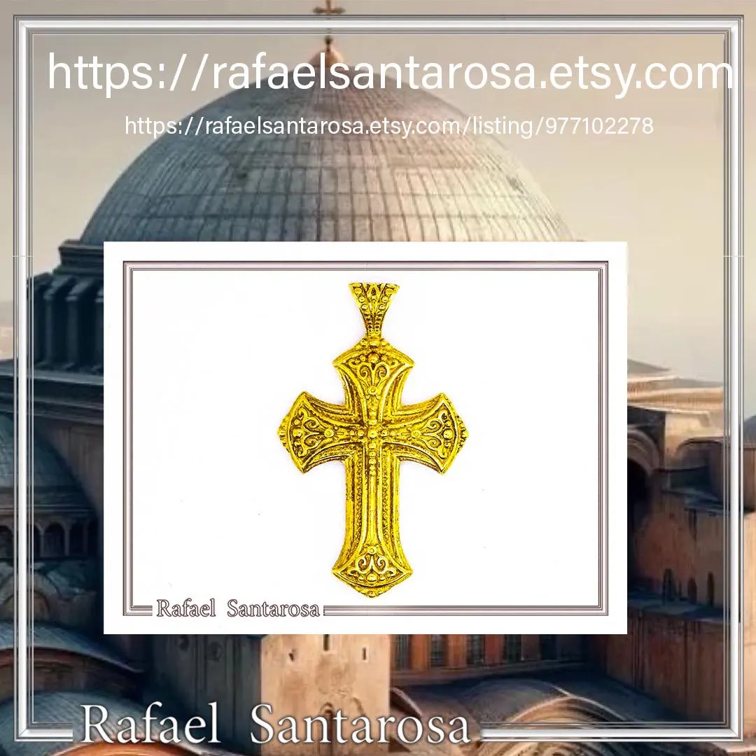 Religious Byzantine Filigree Ornaments Cross Necklace: Sterling Silver Oxidised or 18K Gold Filled Pendant — additional product image 10 from Rafael Santarosa Fine Jewelry