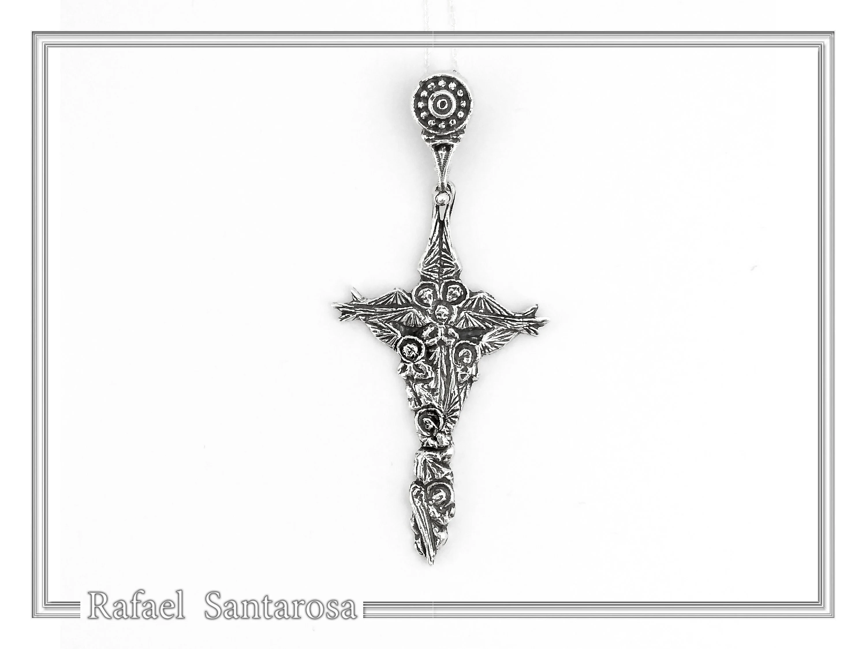 Byzantine 7 angels cross talisman, angel guardian, Greek orthodox Christian cross pendant — additional product image 3 from Rafael Santarosa Fine Jewelry