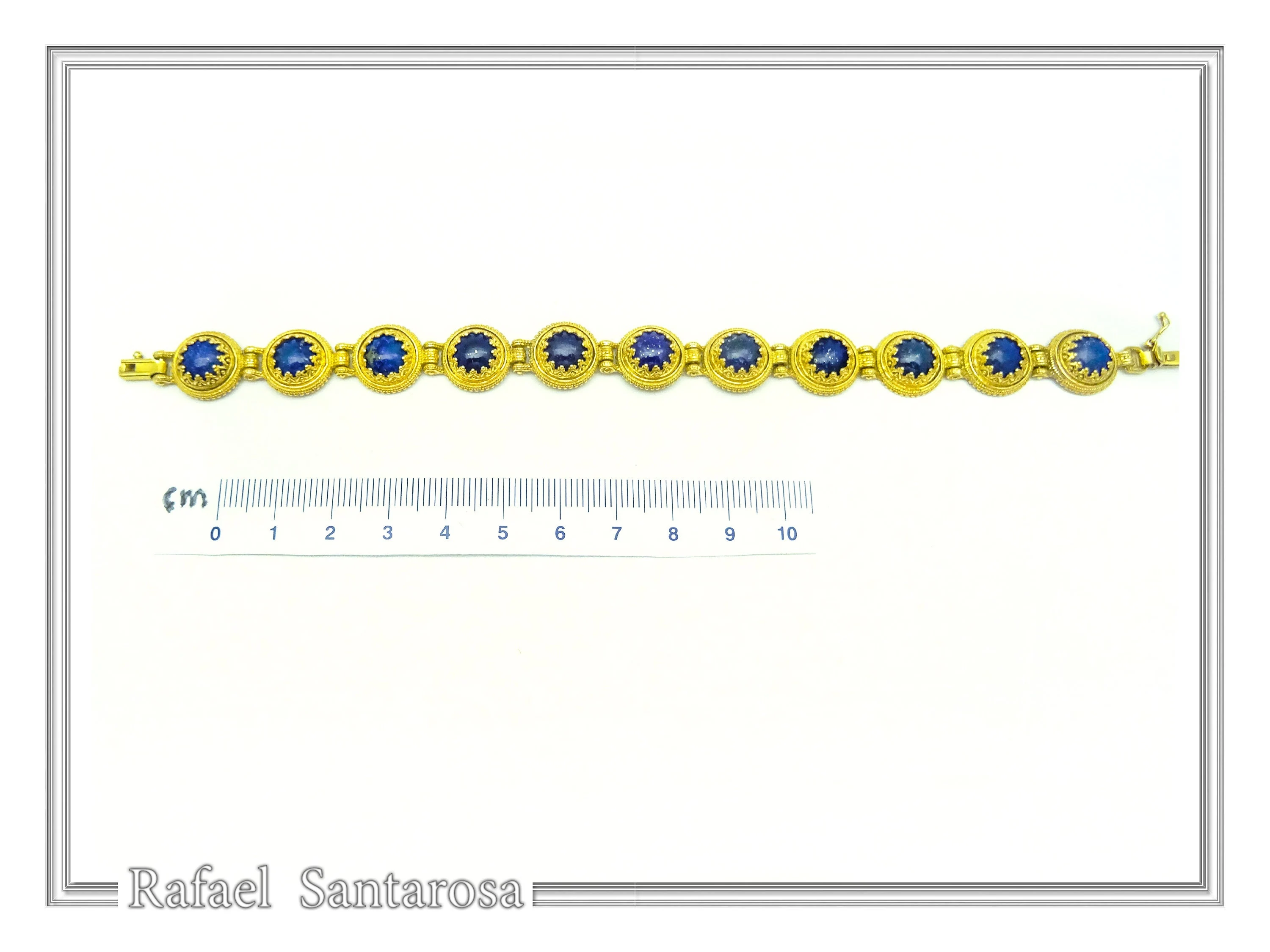 Genuine Lapis Lazuli Filigree Byzantine Beaded Bracelet: Gold-Filled Sterling Silver Handmade Jewelry — additional product image 8 from Rafael Santarosa Fine Jewelry