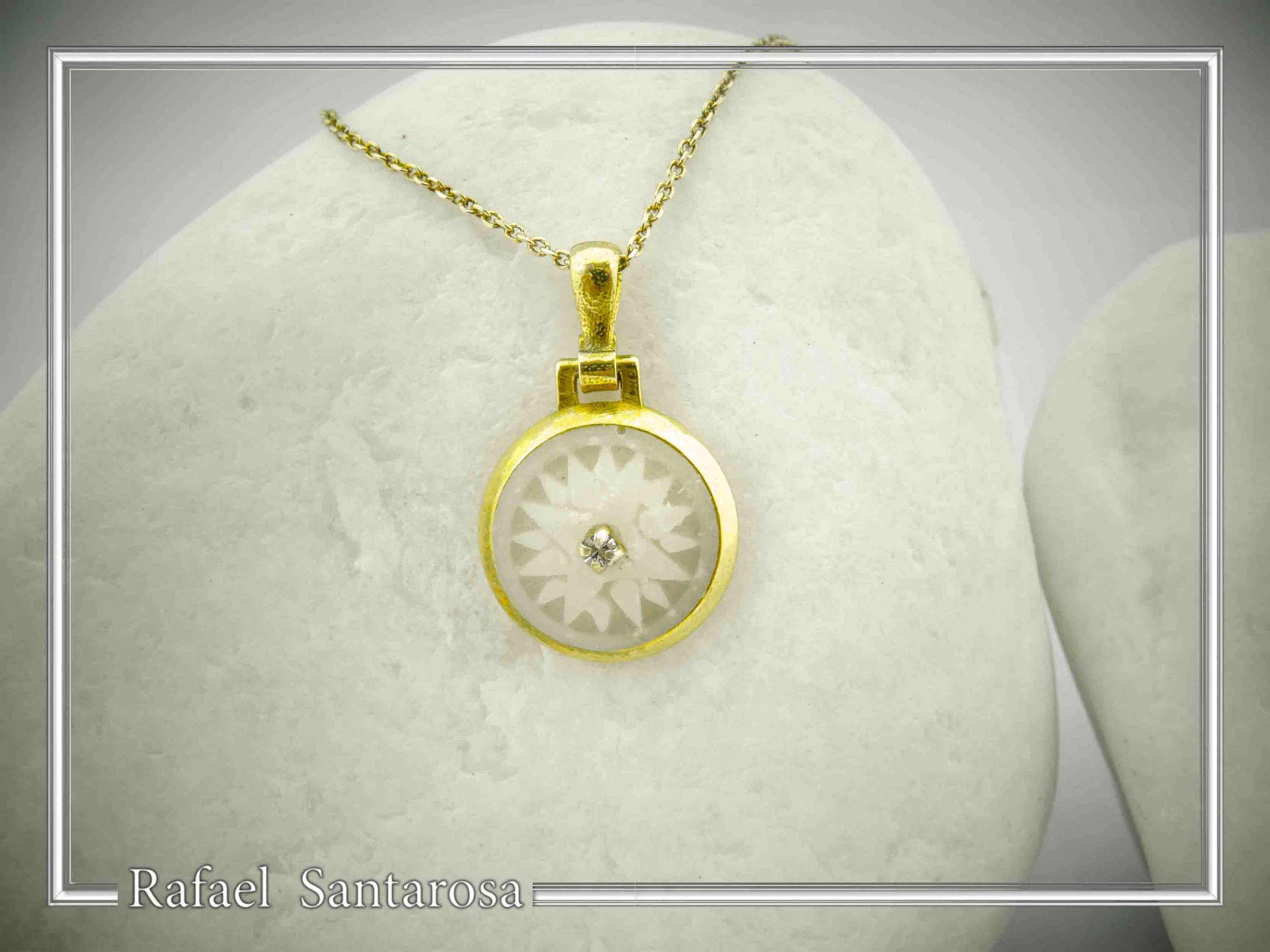 Marble Greek Macedonian Sun Symbol Necklace: Ancient Greek Museum 18K Gold-Filled Silver Pendant — additional product image 3 from Rafael Santarosa Fine Jewelry