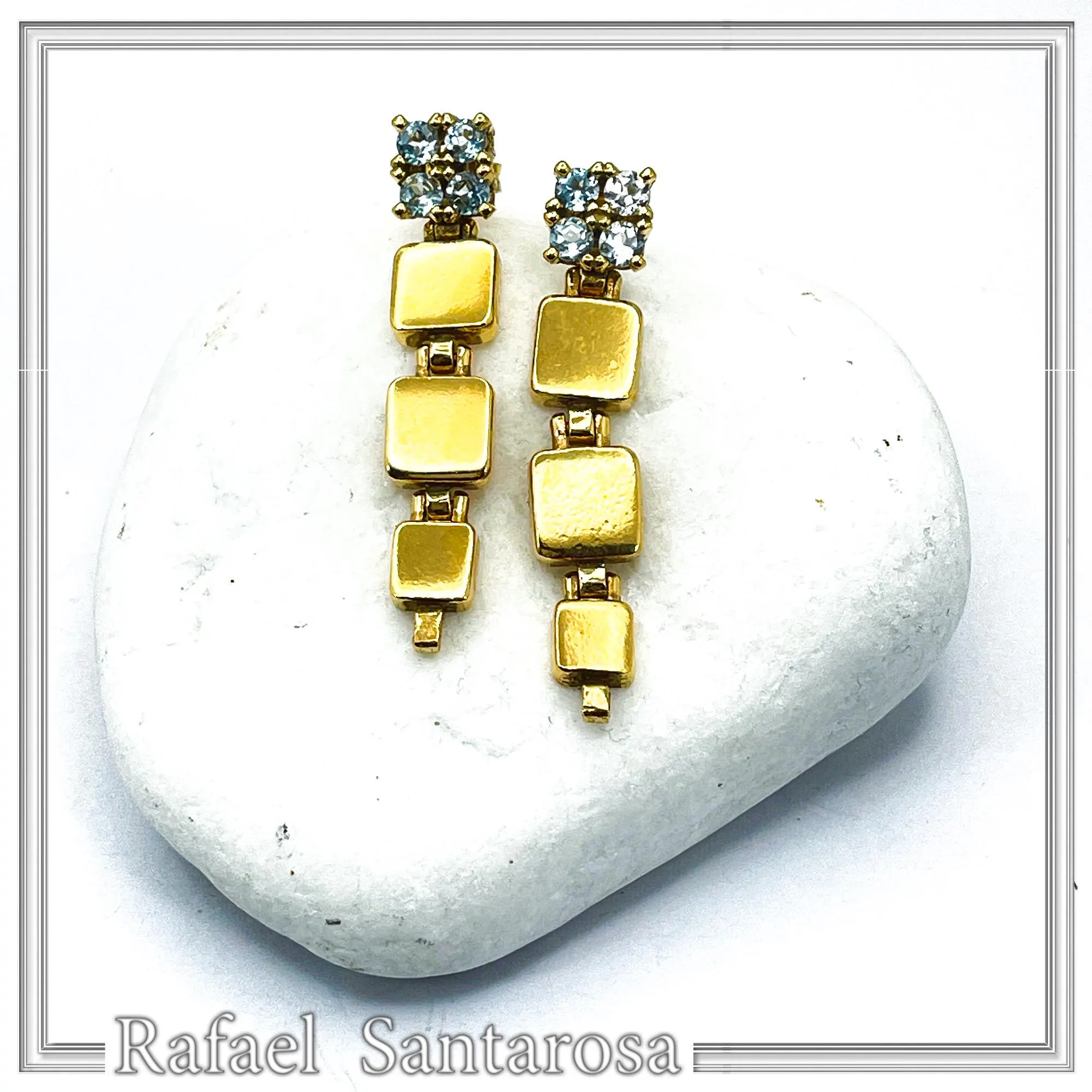 Natural Sky Blue Topaz Dangle Earrings Sterling Silver 18k Gold Filled — additional product image 10 from Rafael Santarosa Fine Jewelry