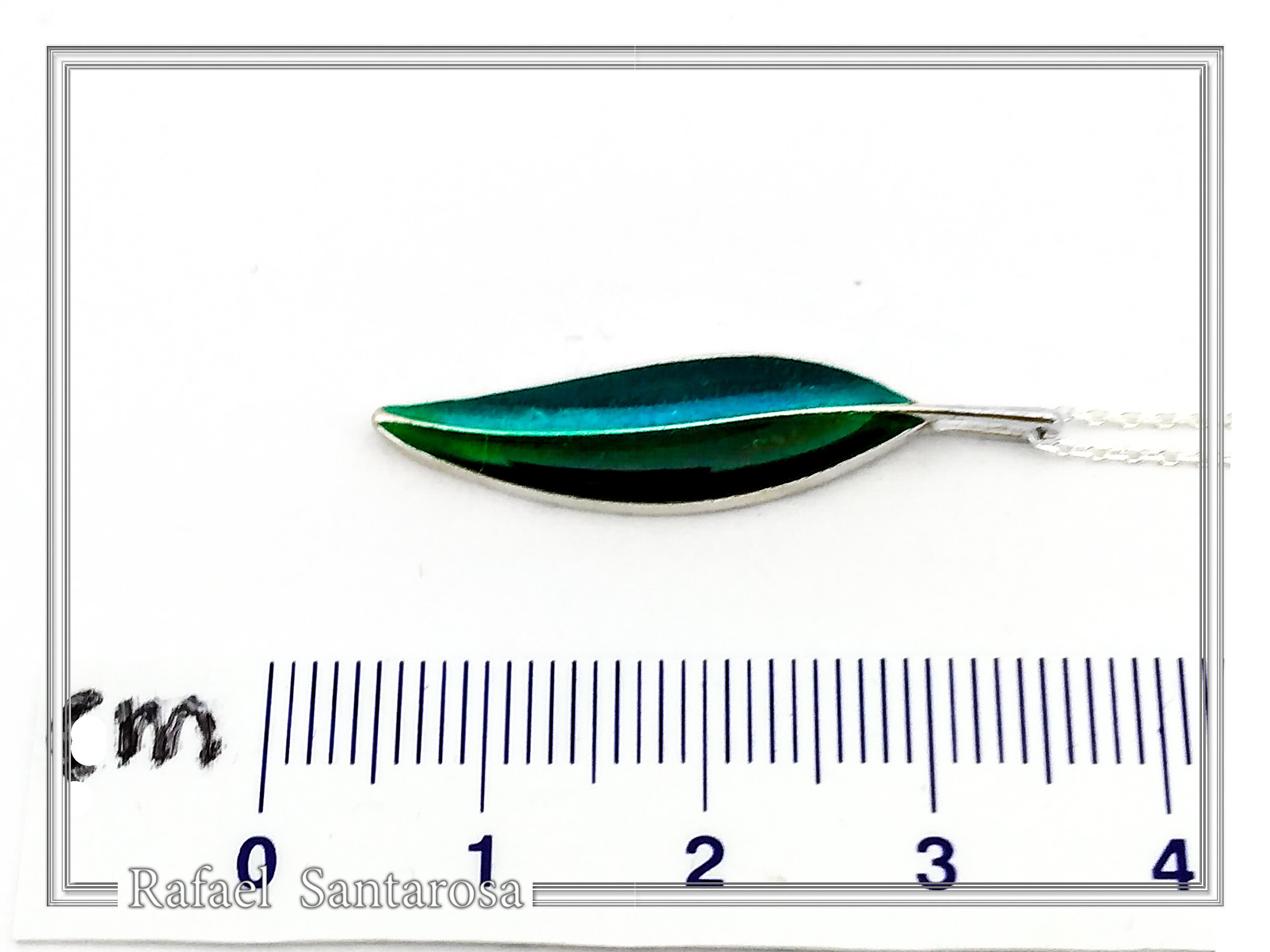 Olive Leaf minimal Pendant: Sterling Silver Enamel Floral Necklace — additional product image 6 from Rafael Santarosa Fine Jewelry
