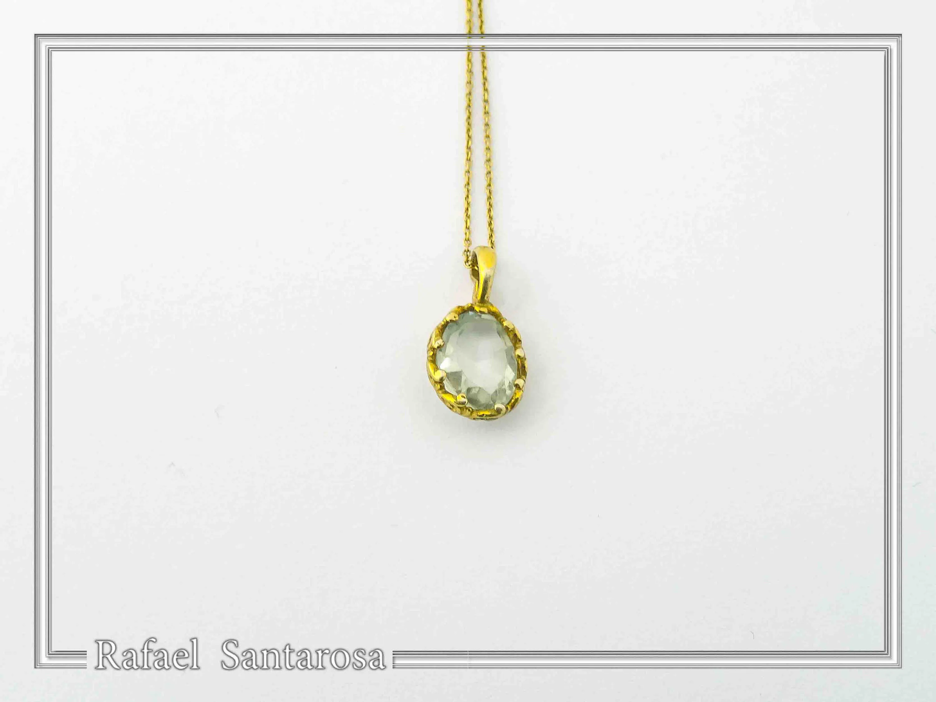 Filigree Bezel on Natural Sky Blue Topaz Pendant: Sterling Silver 18K Gold-Filled — additional product image 4 from Rafael Santarosa Fine Jewelry