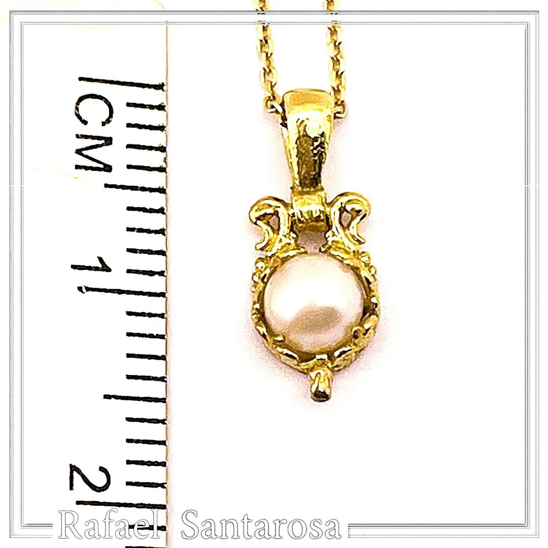 Byzantine Filigree Natural Pearl Pendant Boho Necklace for Her : 18K Gold-Filled Sterling Silver — additional product image 6 from Rafael Santarosa Fine Jewelry