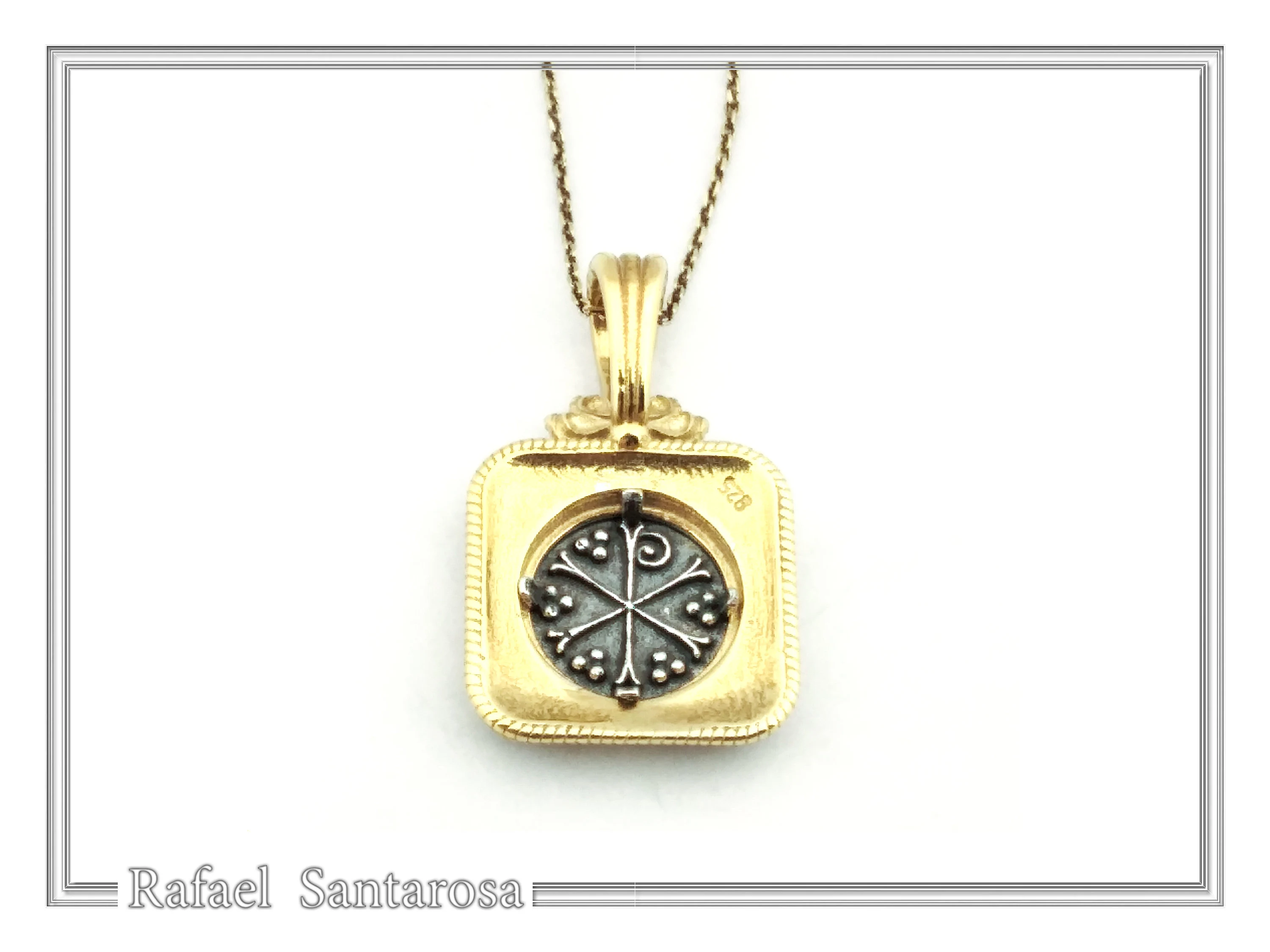 ICXC NIKA Christogram Byzantine prayer Necklace: Oxidized Sterling Silver and Gold filled Pendant — additional product image 8 from Rafael Santarosa Fine Jewelry