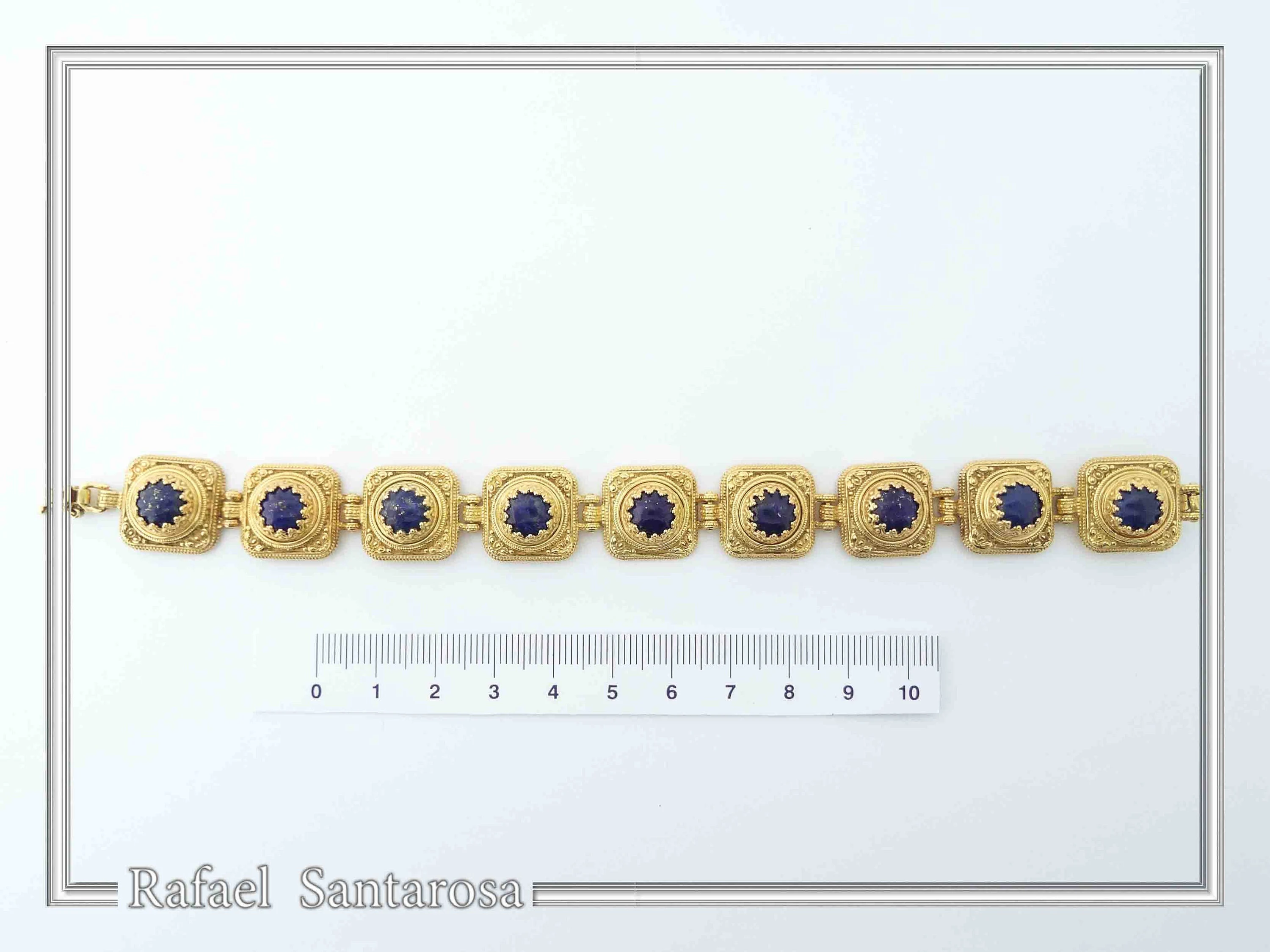 Lapis Lazuli Byzantine Bracelet Sterling Silver 18k Gold Filled Filigree Granulation Jewelry — additional product image 7 from Rafael Santarosa Fine Jewelry