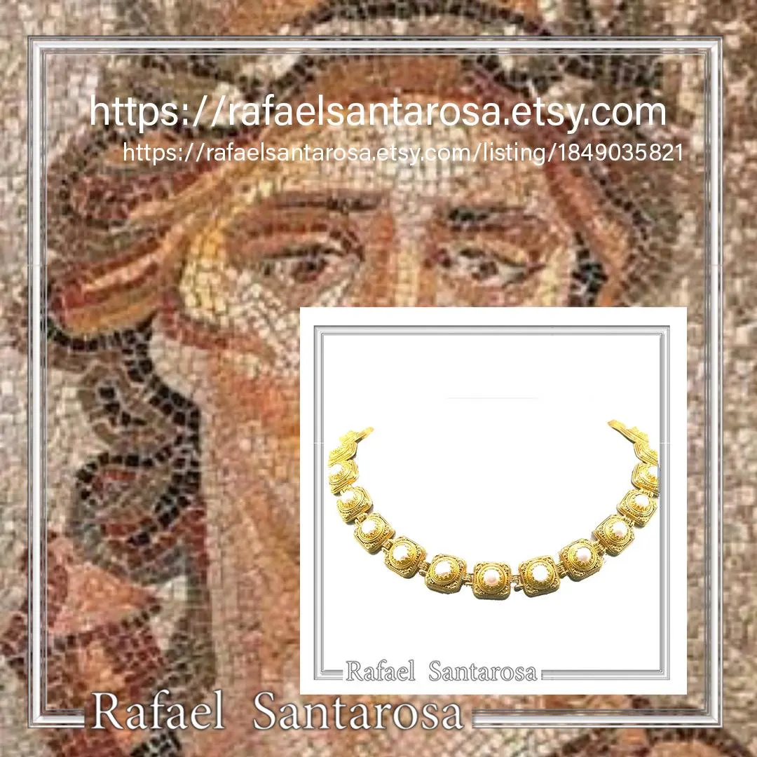 Filigree Genuine Pearl Beaded Necklace for Ladies: 18K Gold-Filled Sterling Silver Ancient Greek Style — additional product image 10 from Rafael Santarosa Fine Jewelry
