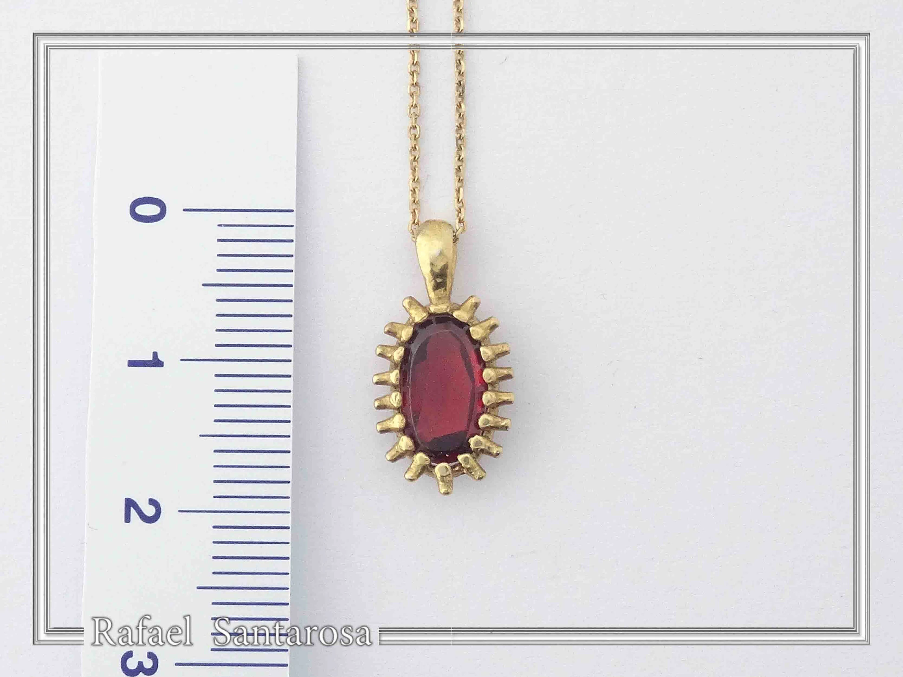 Handmade Garnet Pendant: Sterling Silver 18K Gold-Filled Bezel — additional product image 6 from Rafael Santarosa Fine Jewelry