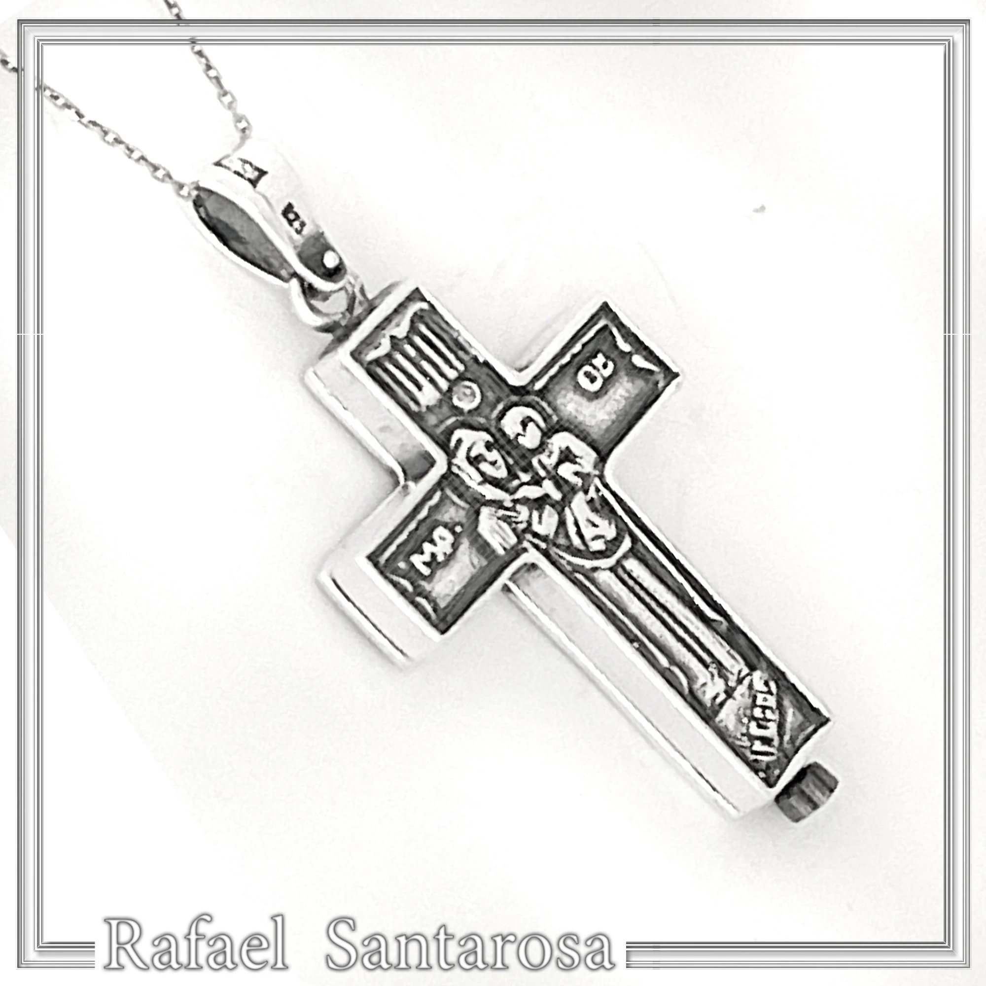 Byzantine Relic Holder Reliquary Cross Pendant: Oxidized Sterling Silver Cross for Men — additional product image 9 from Rafael Santarosa Fine Jewelry