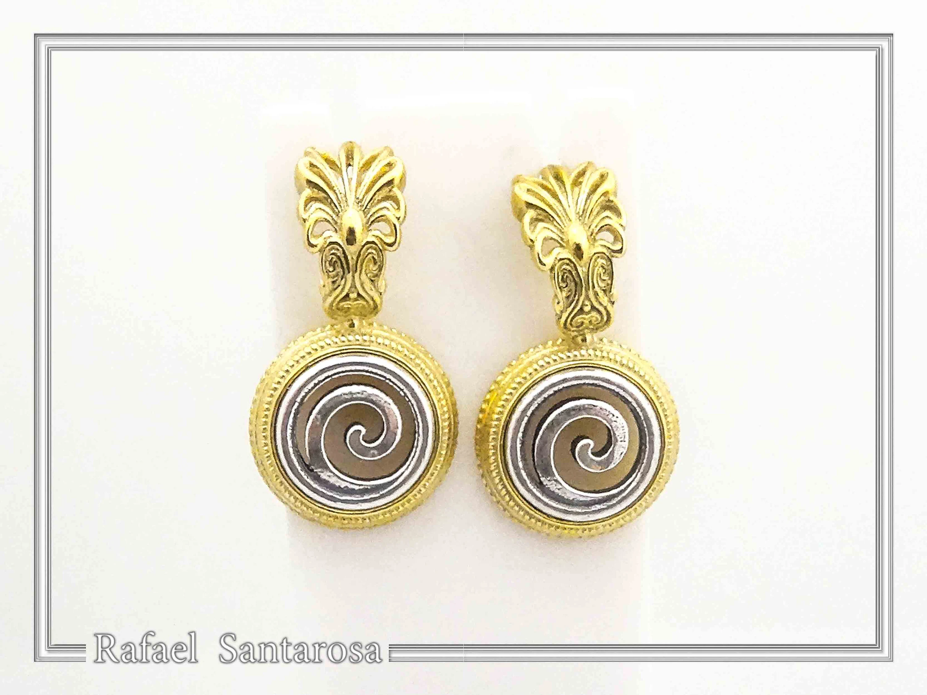 Antefix Greek Spiral Earrings, Sterling Silver, 18k Gold Filled, Hellenic eternity symbol Drop Earrings — additional product image 5 from Rafael Santarosa Fine Jewelry