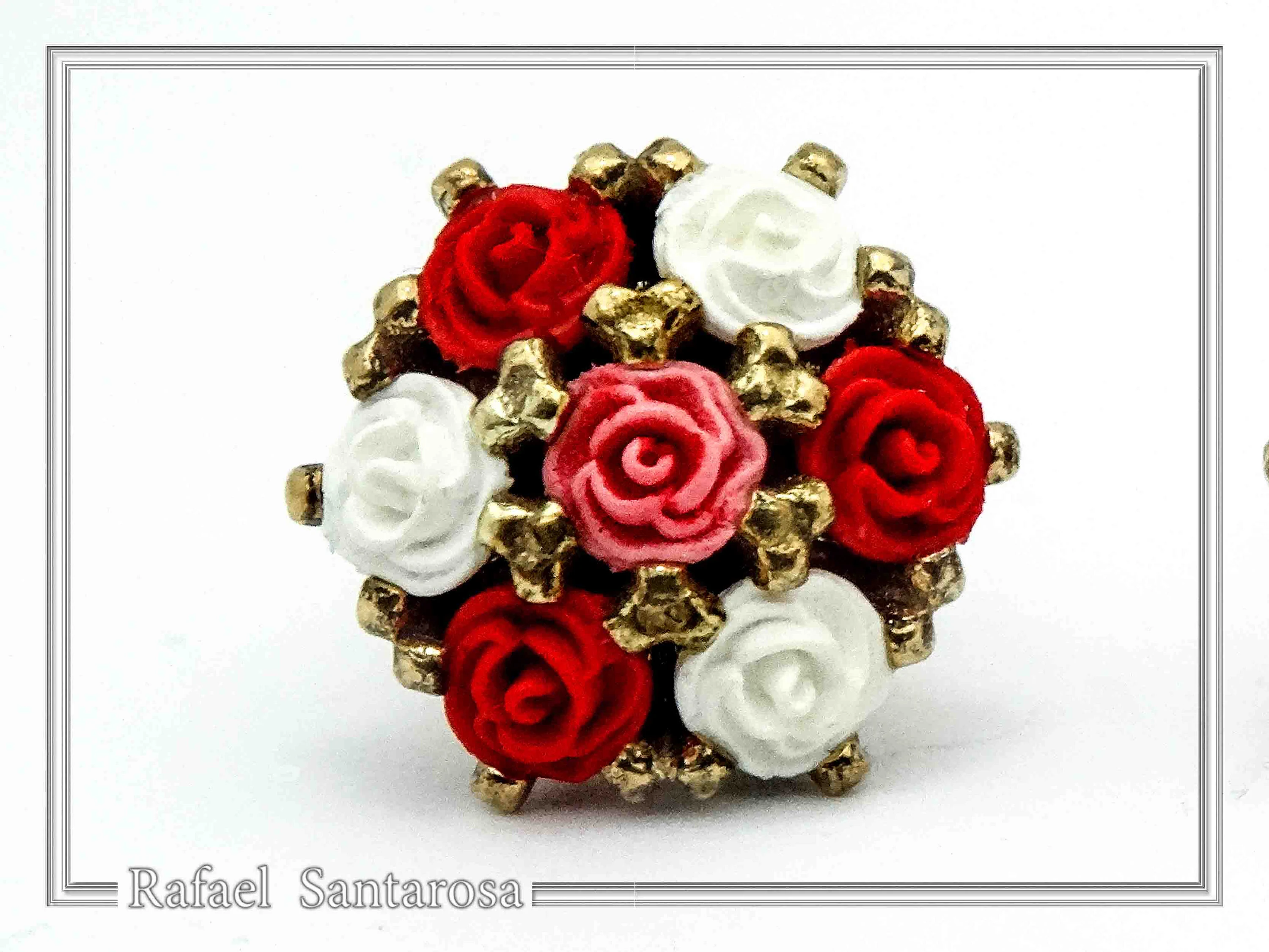 Floral Rose Flowers Shaped Alabaster Gems Stud Earrings: Bouquet of roses Silver Earrings — additional product image 2 from Rafael Santarosa Fine Jewelry
