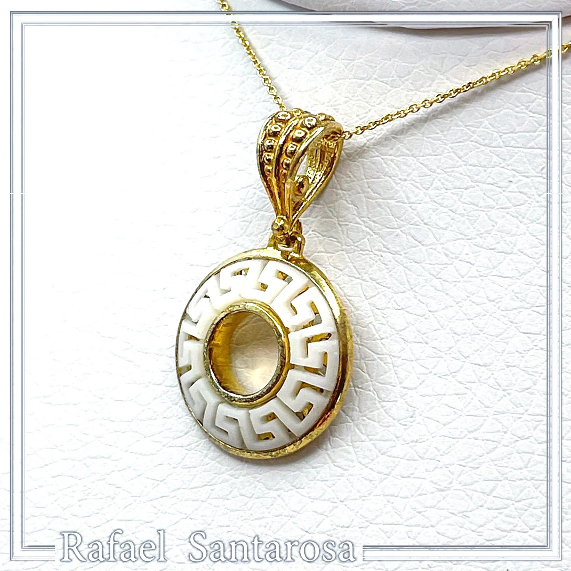 Greek Key Maiandros Marble Sculptured Pendant: 18K Gold Filled Sterling Silver Museum Inspired Necklace — additional product image 5 from Rafael Santarosa Fine Jewelry