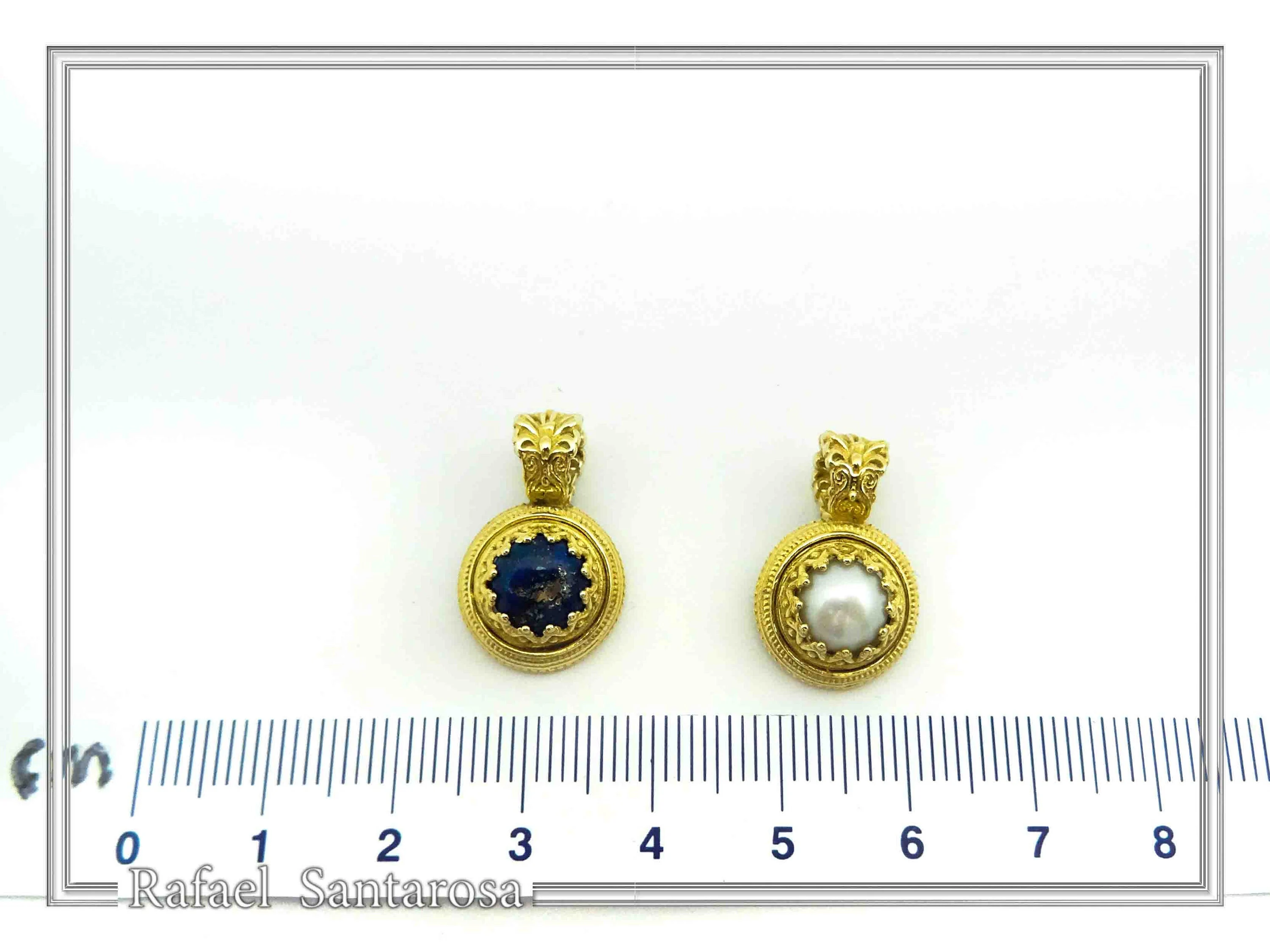 Lapis Lazuli Filigree Pendant: Ancient Greek Art genuine stone Sterling Silver K18 Gold-Filled, — additional product image 8 from Rafael Santarosa Fine Jewelry