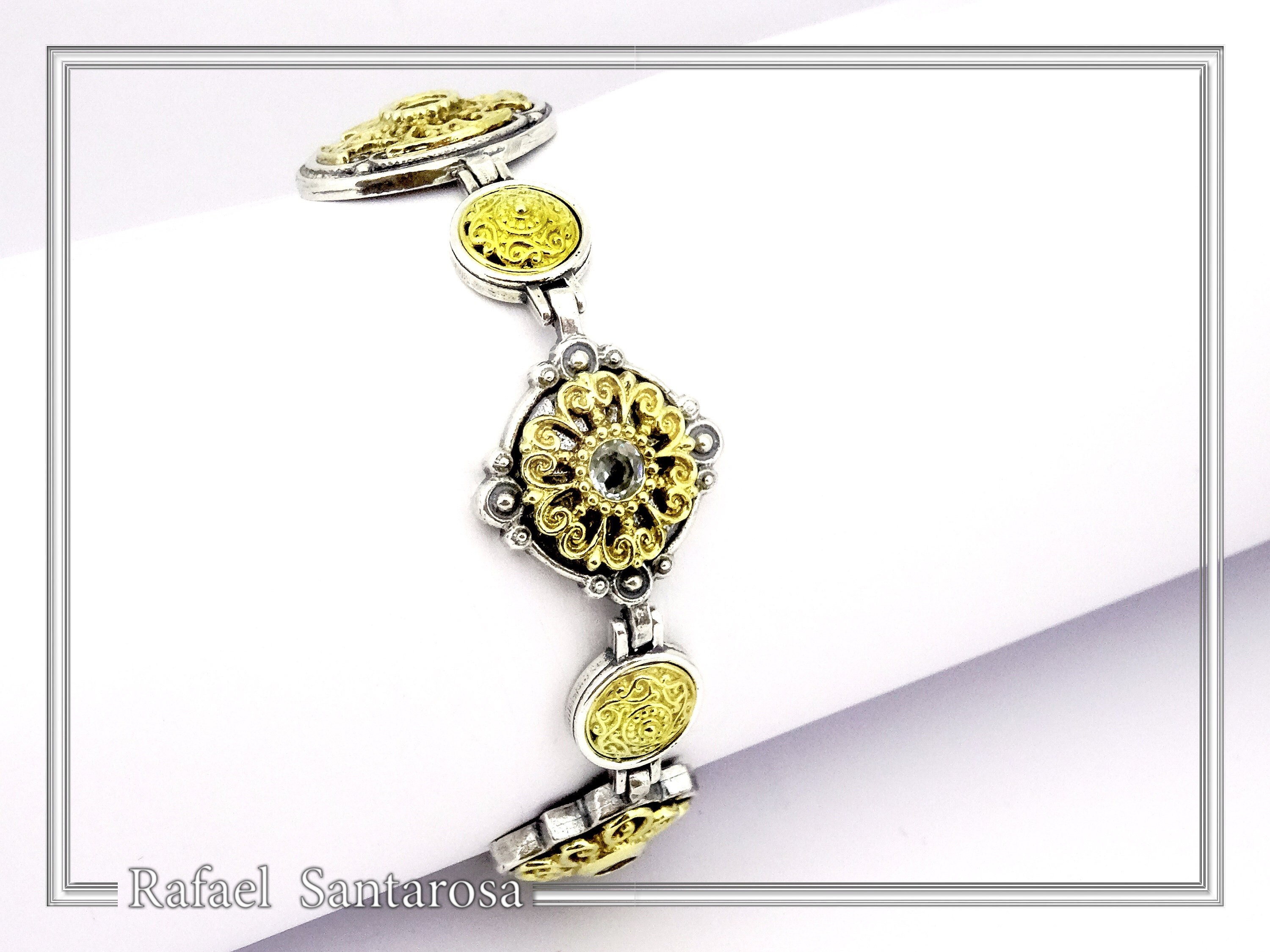Byzantine Style Natural Gemstones Beaded Bracelet: Oxidized & 18K Gold-Filled Sterling Silver — additional product image 7 from Rafael Santarosa Fine Jewelry