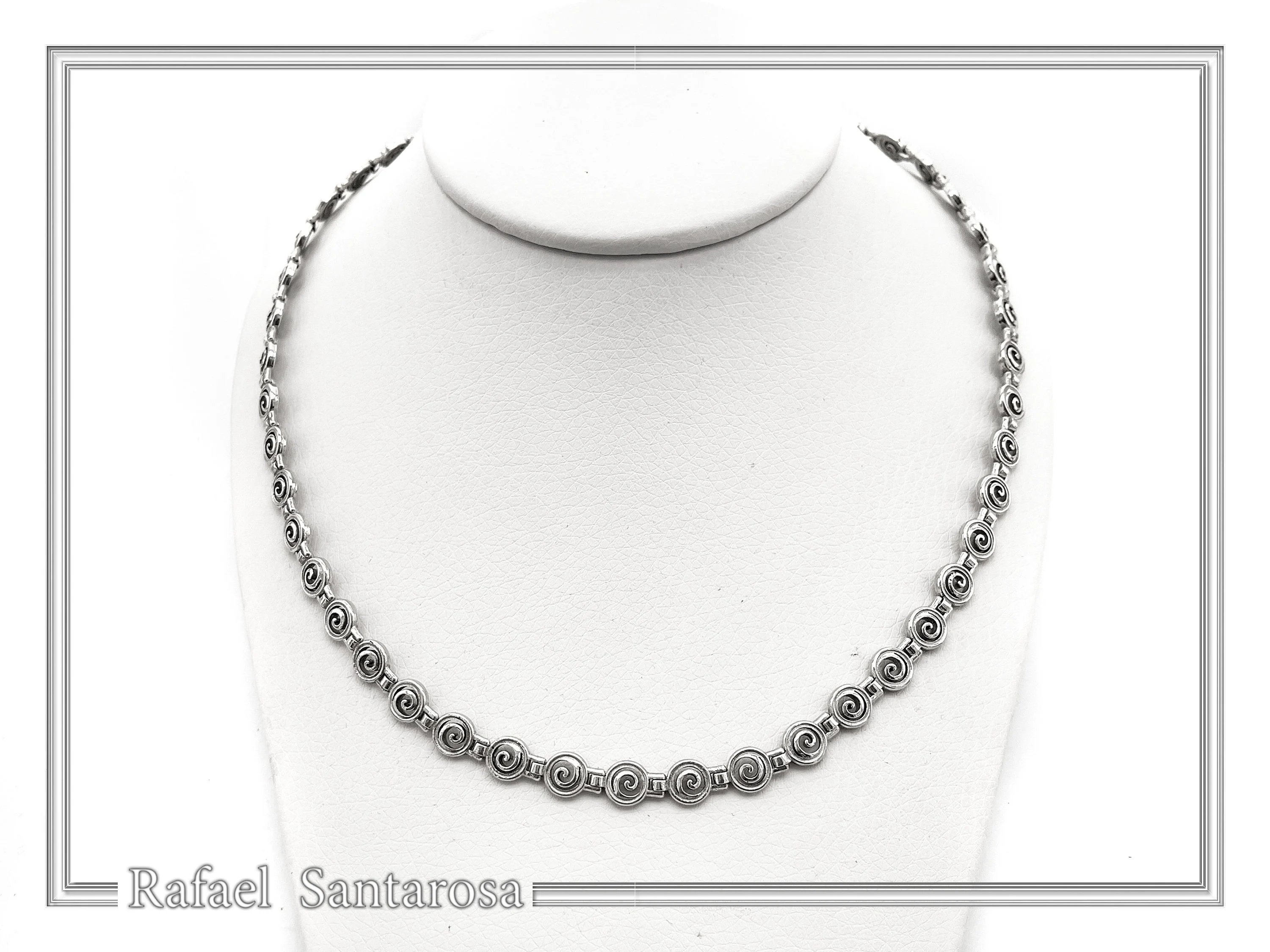 Spiral Eternity Symbol Beaded Necklace: Ancient Greek Museum Replica Jewelry Oxidized Sterling Silver — additional product image 3 from Rafael Santarosa Fine Jewelry