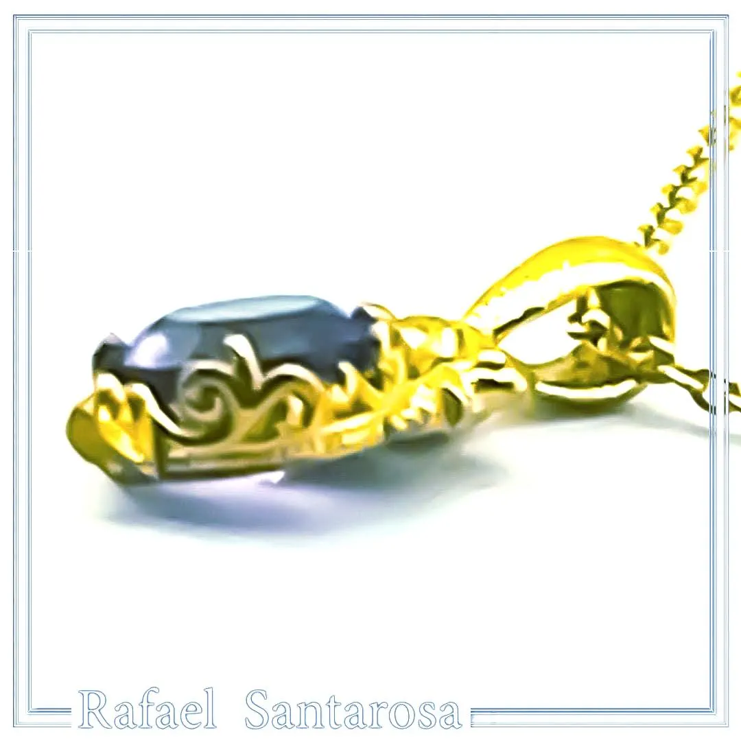Natural Amethyst Byzantine Delicate Charm Necklace: Filigree Sterling Silver Bezel 18K Gold-Filled — additional product image 5 from Rafael Santarosa Fine Jewelry