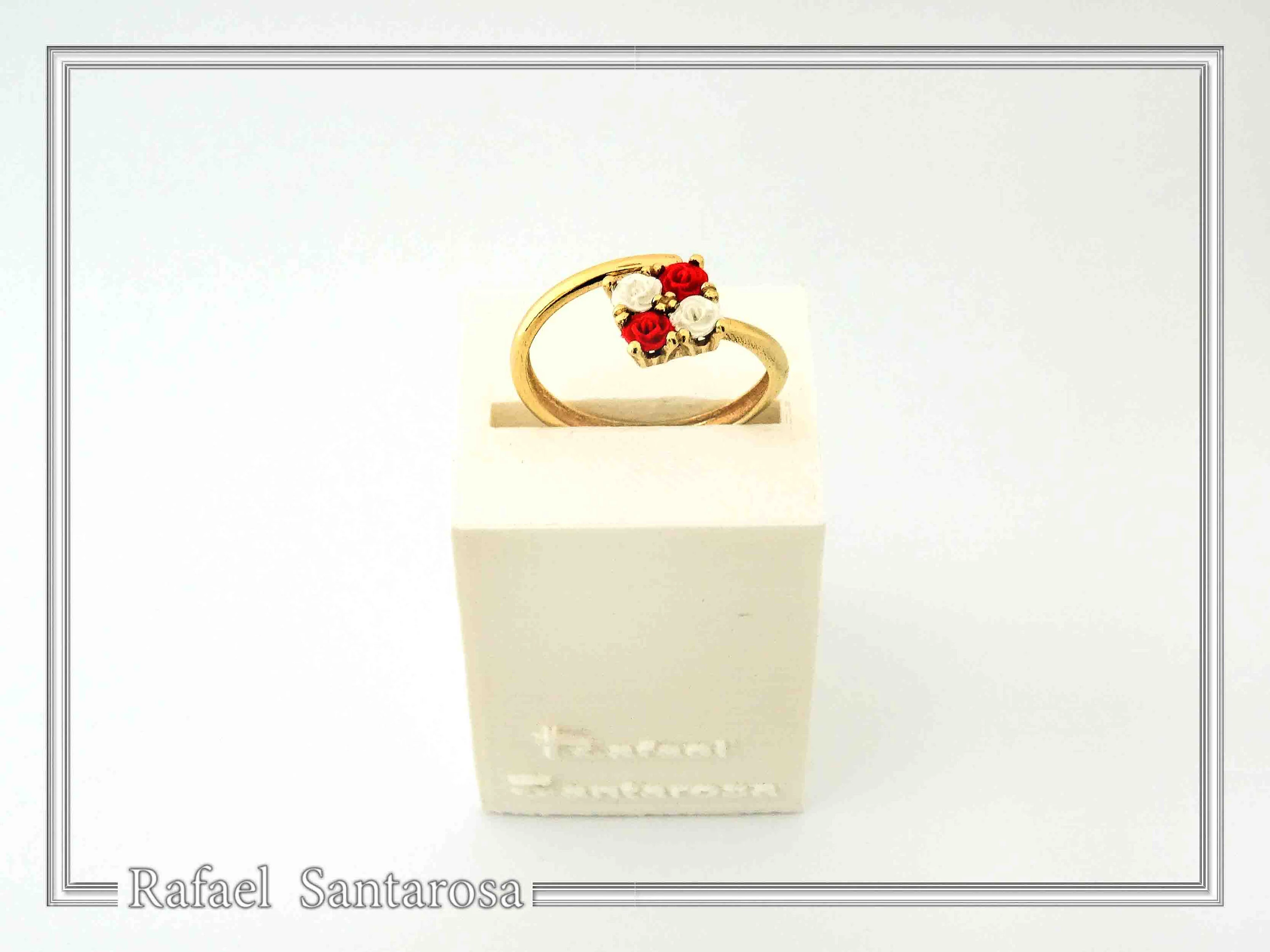 Alabaster Gems Rose Flower shaped Adjustable Ring: Sterling Silver 18K Gold-Filled, Floral Jewelry — additional product image 5 from Rafael Santarosa Fine Jewelry