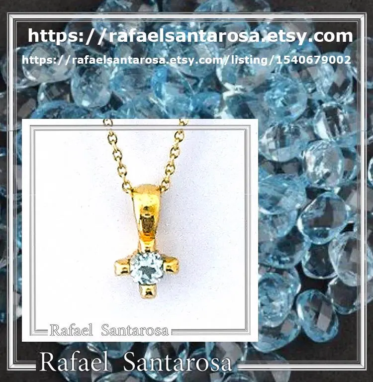18K Solid Gold Tiny Minimal Natural Gemstone Pendant: Brillant cut Amethyst, Peridot, Garnet, Topaz — additional product image 9 from Rafael Santarosa Fine Jewelry