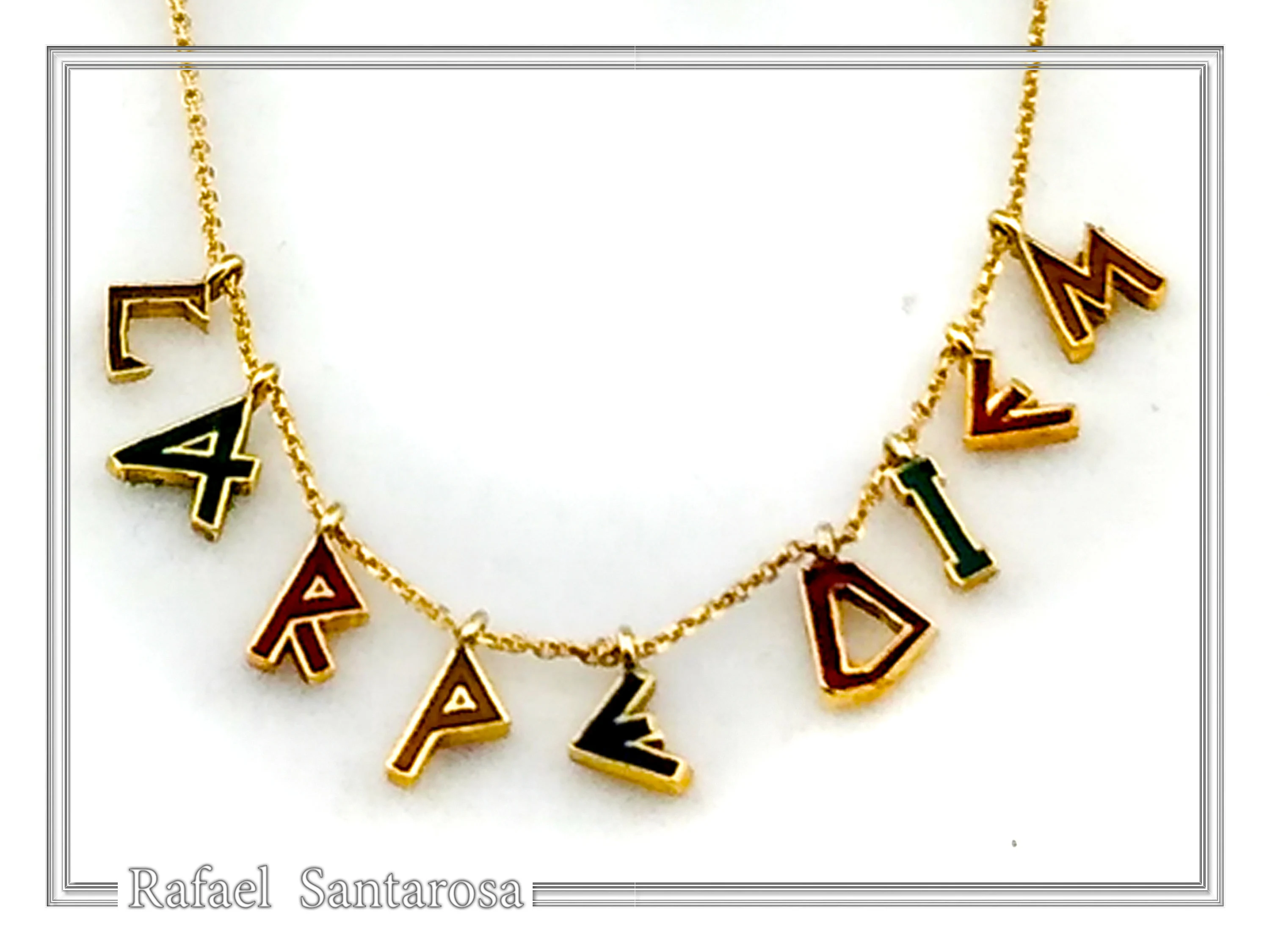 Personalized Carpe Diem Necklace: Gold Filled Silver Beaded Charm, Enamel Latin Font — additional product image 7 from Rafael Santarosa Fine Jewelry