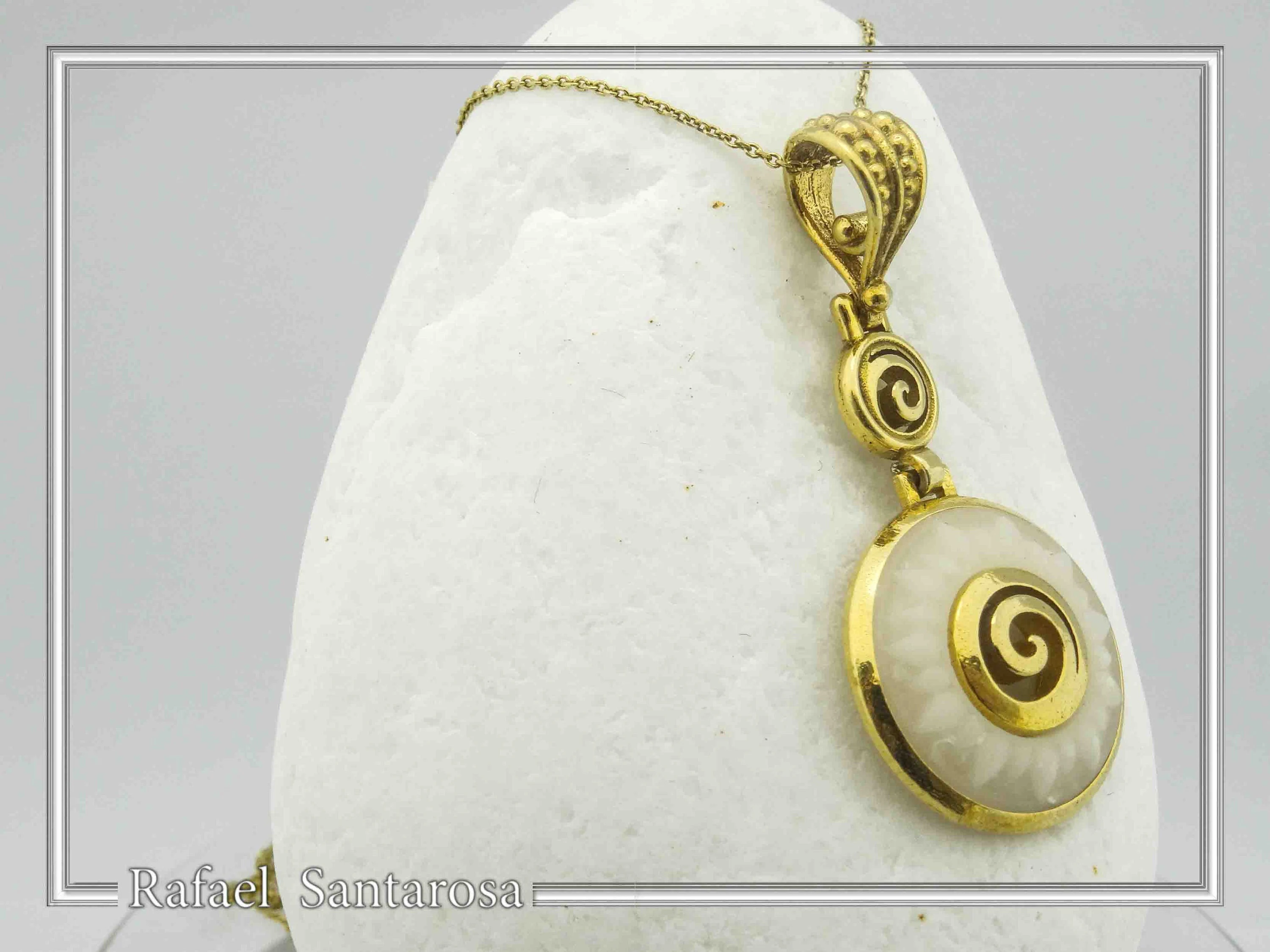 Greek Marble Sunflower Spiral Pendant: 18k Gold-Filled Sterling Silver Necklace — additional product image 3 from Rafael Santarosa Fine Jewelry