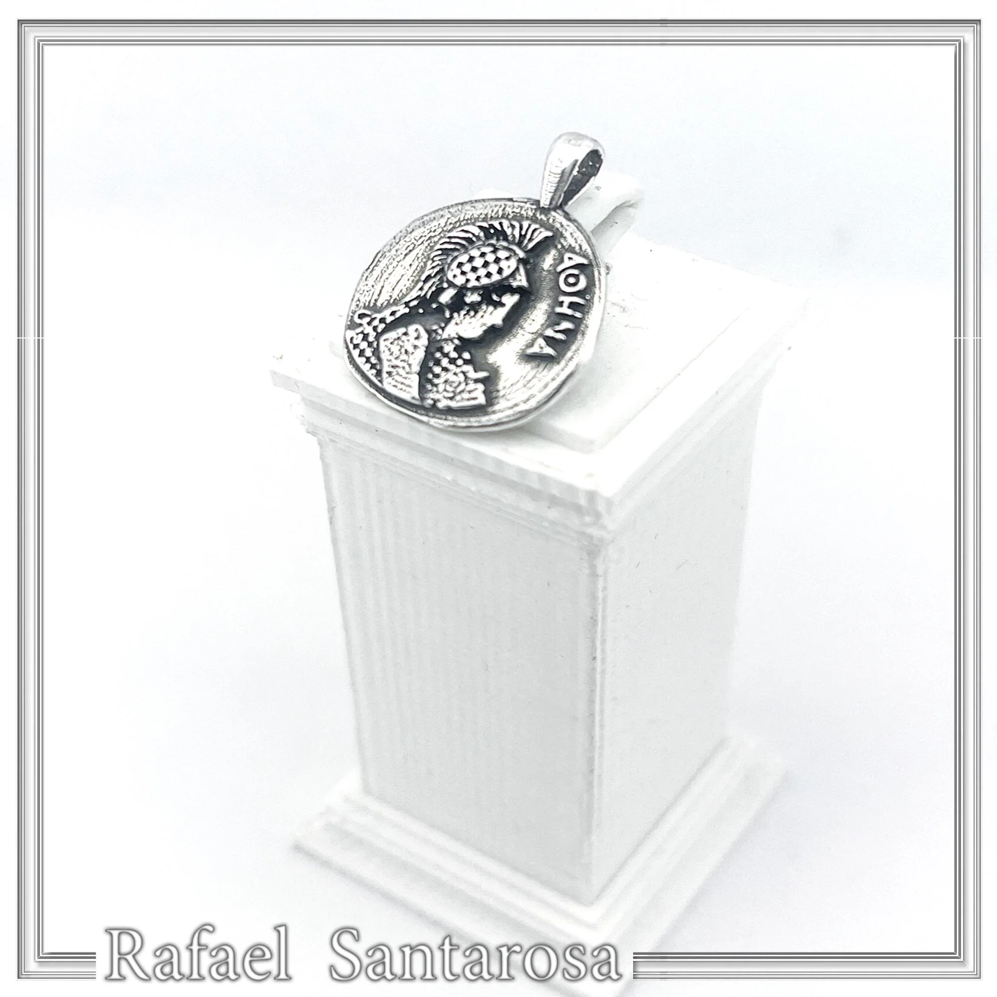 Athena Goddess Victorious Coin Pendant: Greek Museum Replica Oxidized Sterling Silver — additional product image 6 from Rafael Santarosa Fine Jewelry