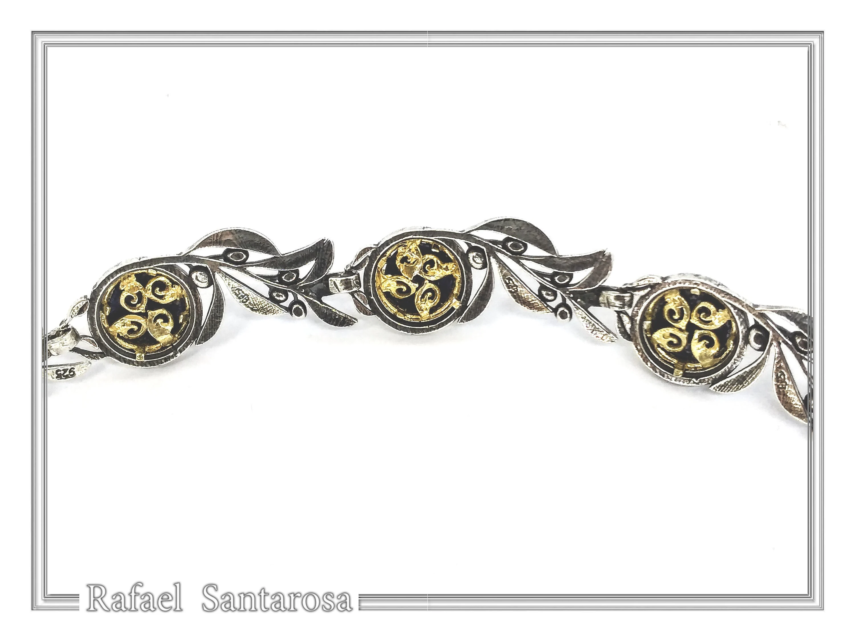 Genuine Lapis Lazuli Olive Branch beaded Nature Symbol Necklace, Floral Sterling Silver Jewelry — additional product image 9 from Rafael Santarosa Fine Jewelry