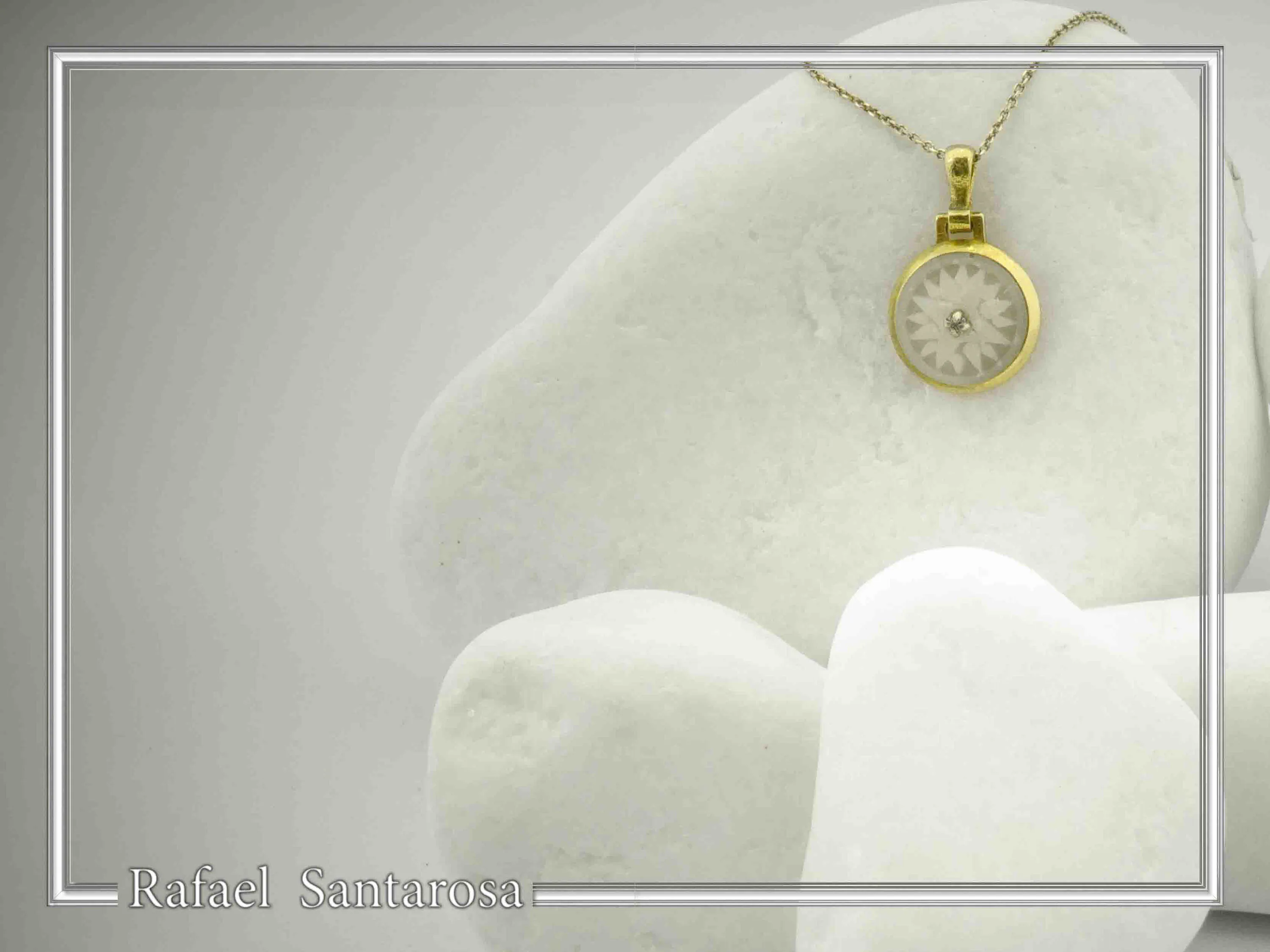 Marble Greek Macedonian Sun Symbol Necklace: Ancient Greek Museum 18K Gold-Filled Silver Pendant — additional product image 5 from Rafael Santarosa Fine Jewelry