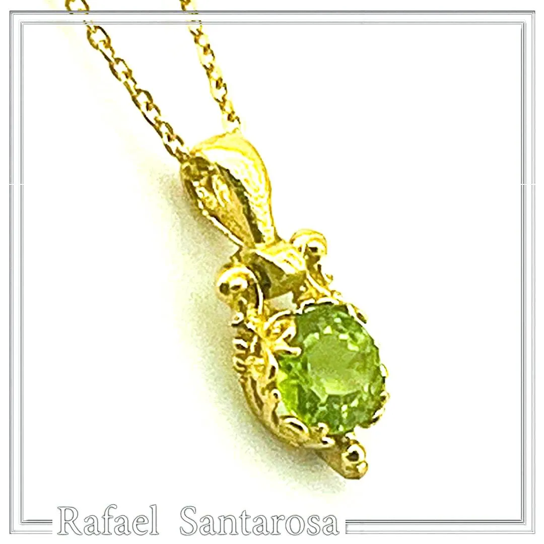 Filigree Genuine Peridot Byzantine Style Charm Necklace: 18K Gold-Filled Sterling Silver Pendant — additional product image 4 from Rafael Santarosa Fine Jewelry