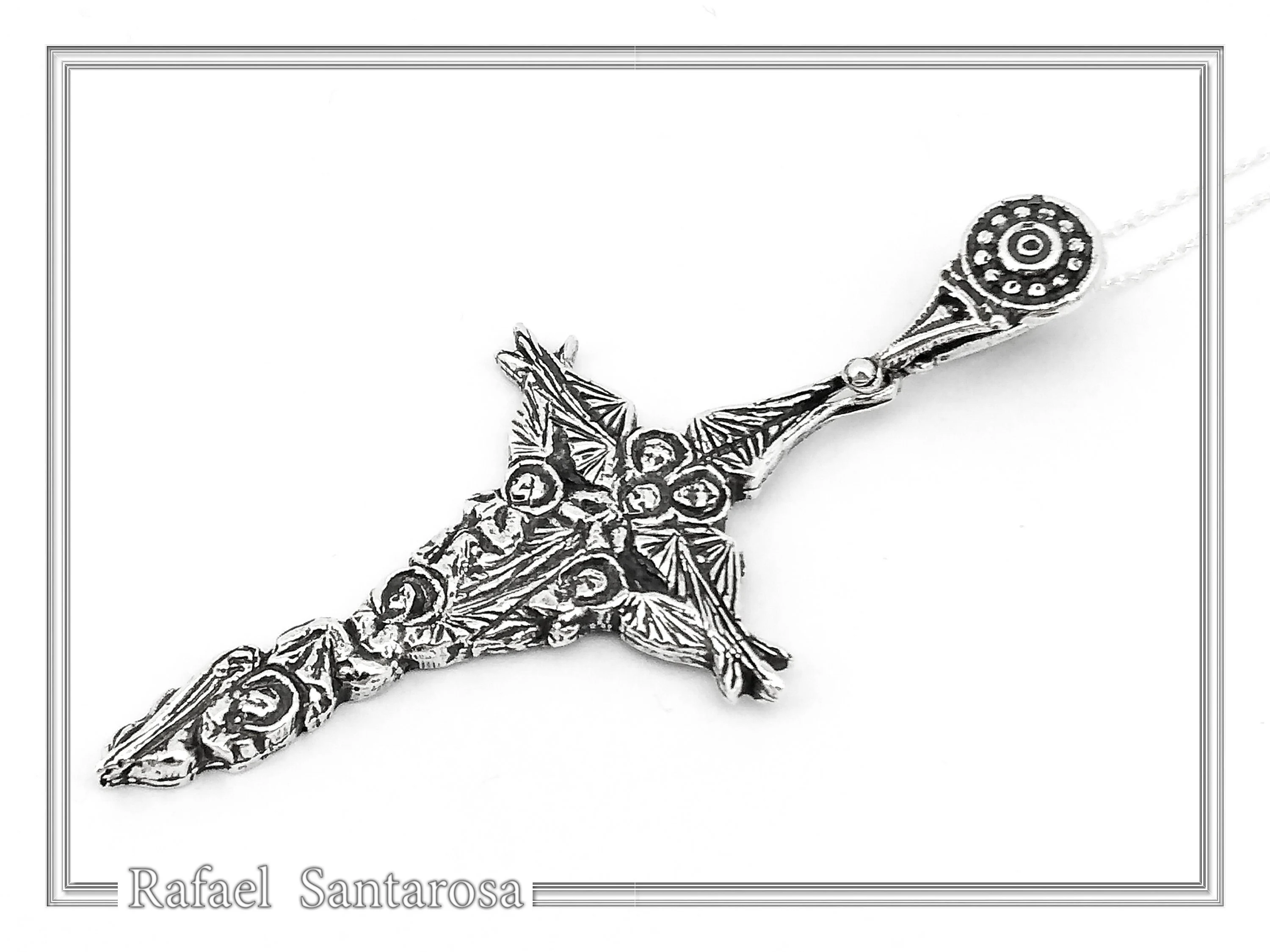 Byzantine 7 angels cross talisman, angel guardian, Greek orthodox Christian cross pendant — additional product image 6 from Rafael Santarosa Fine Jewelry
