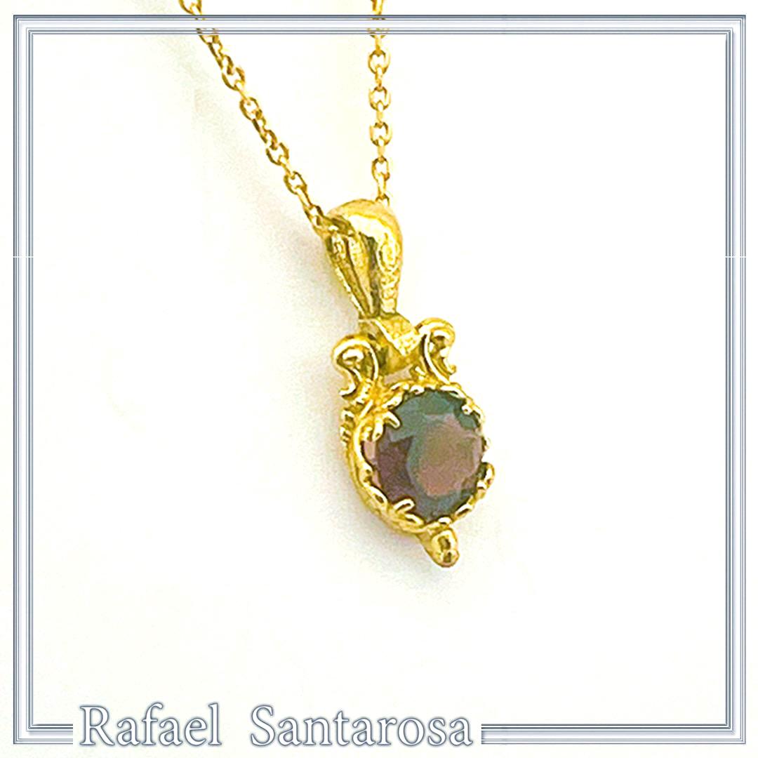 Brilliant Cut Red Garnet Byzantine Style Filigree Necklace: Sterling Silver 18K Gold-Filled Pendant — additional product image 3 from Rafael Santarosa Fine Jewelry
