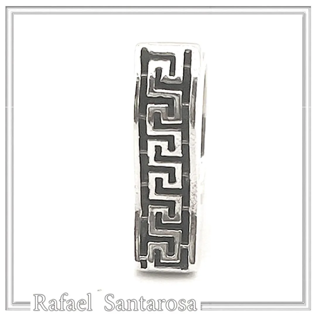 Oxidized Sterling Silver Greek Key weave Ring: Handmade Meander Museum Inspired Jewelry — additional product image 7 from Rafael Santarosa Fine Jewelry
