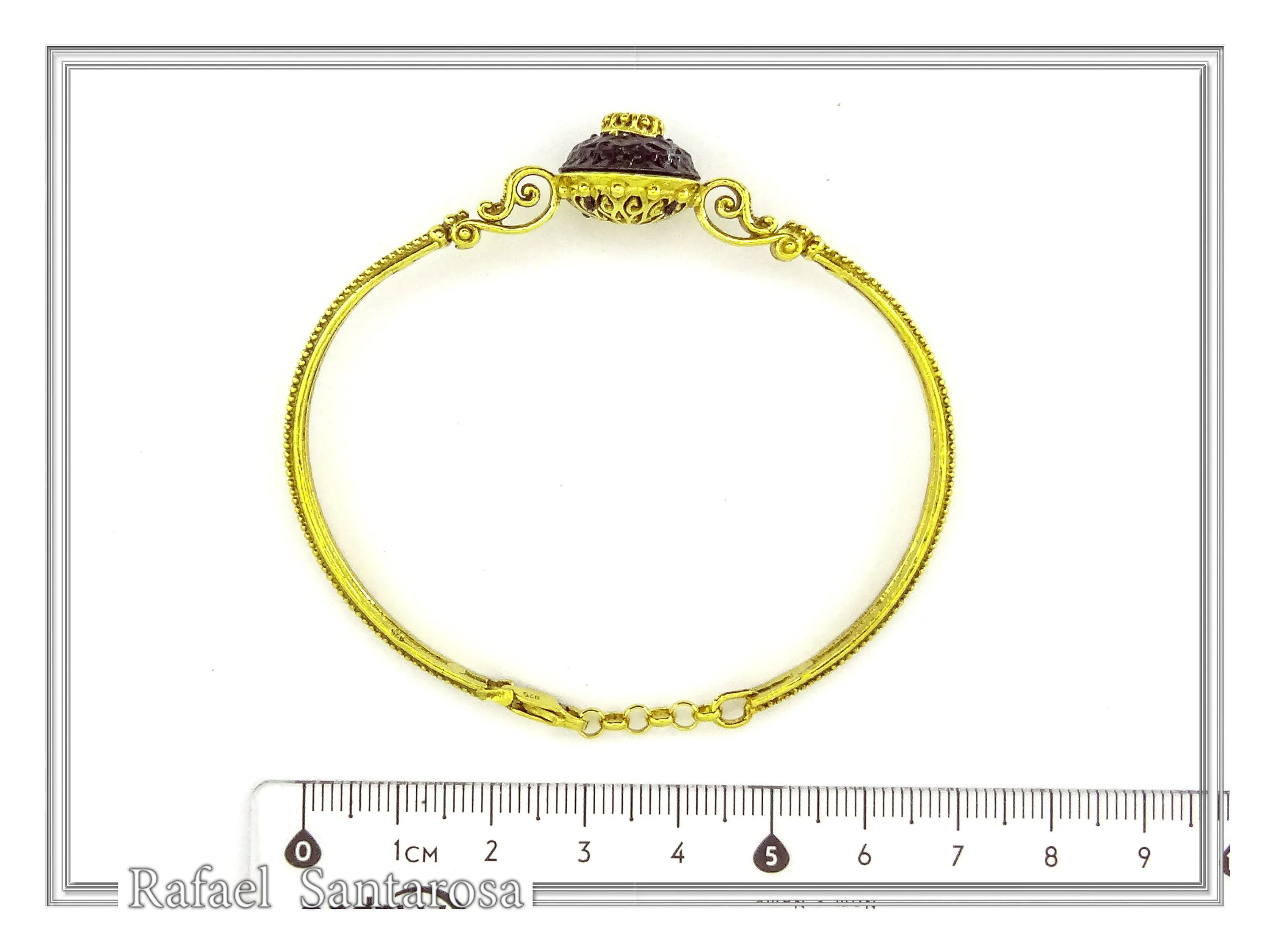 Art Deco Silver Bracelet: Amethyst, Topaz, Garnet, Gold Filled Filigree — additional product image 7 from Rafael Santarosa Fine Jewelry