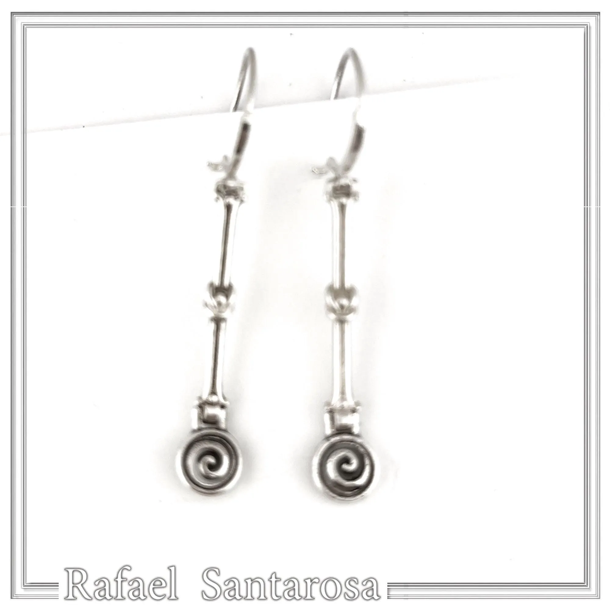 Spiral Dangle Earrings with Hercules Knot design: Sterling Silver Ancient Greek Museum Jewelry — additional product image 9 from Rafael Santarosa Fine Jewelry
