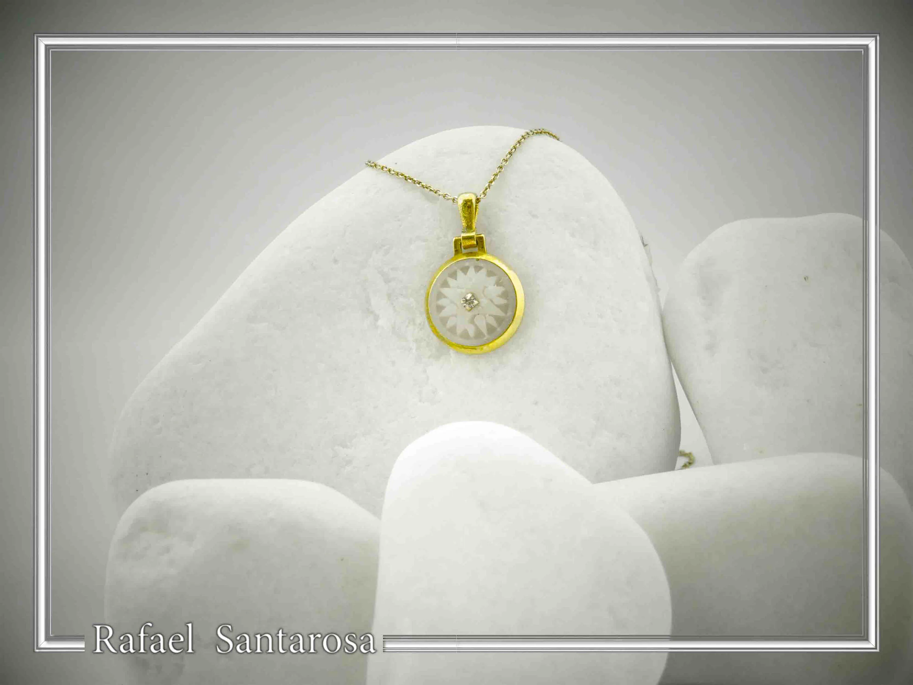 Marble Greek Macedonian Sun Symbol Necklace: Ancient Greek Museum 18K Gold-Filled Silver Pendant — additional product image 4 from Rafael Santarosa Fine Jewelry