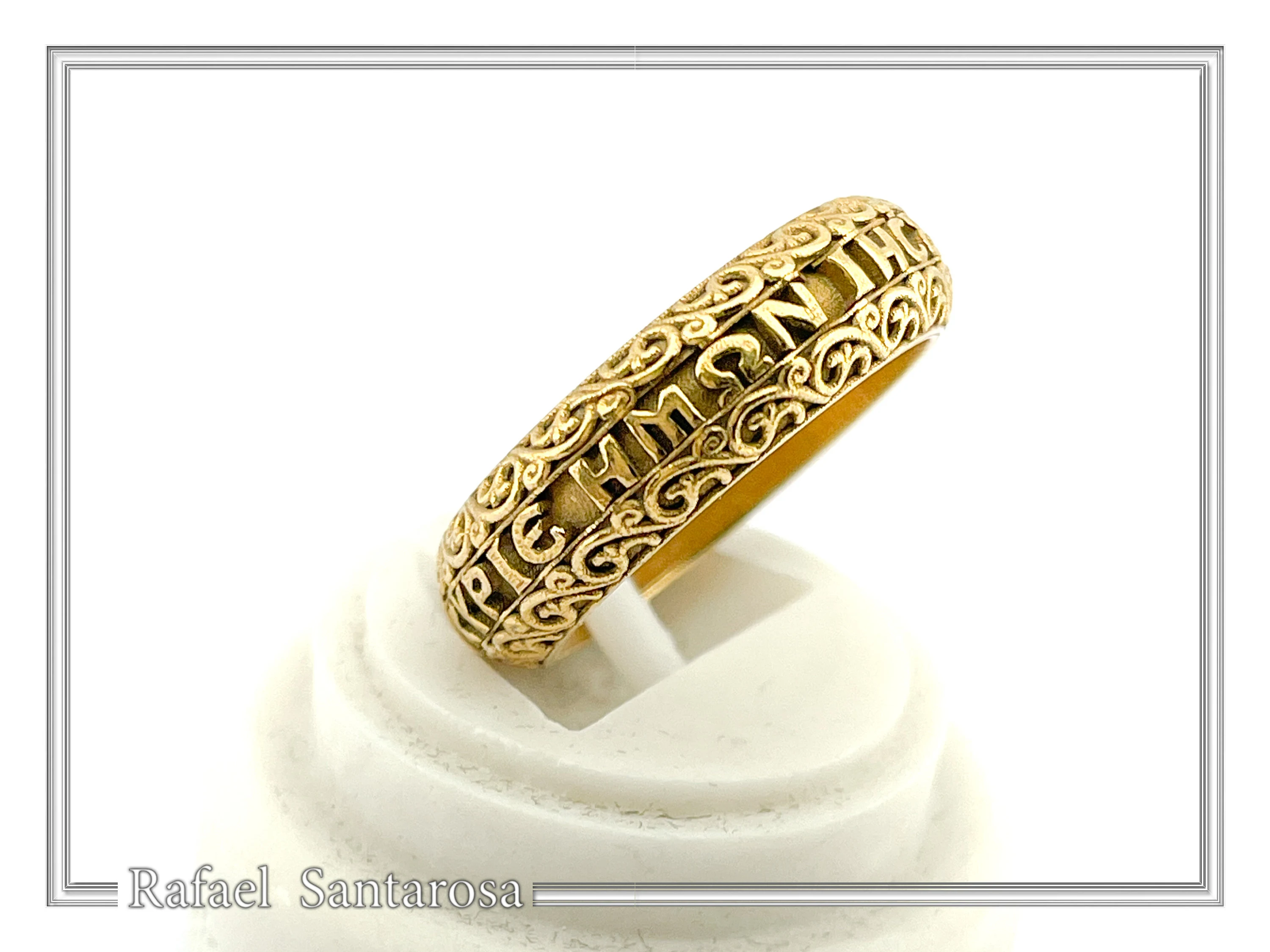 Orthodox Religious "Jesus Have Mercy" Prayer Ring: Byzantine Solid Gold Wedding Band — additional product image 4 from Rafael Santarosa Fine Jewelry