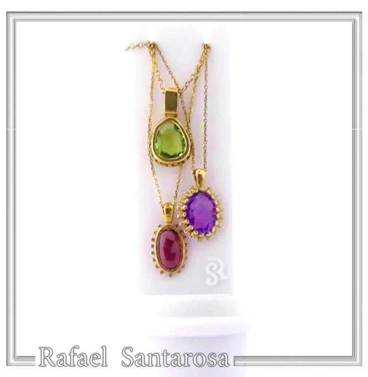 Handmade Garnet Pendant: Sterling Silver 18K Gold-Filled Bezel — additional product image 2 from Rafael Santarosa Fine Jewelry