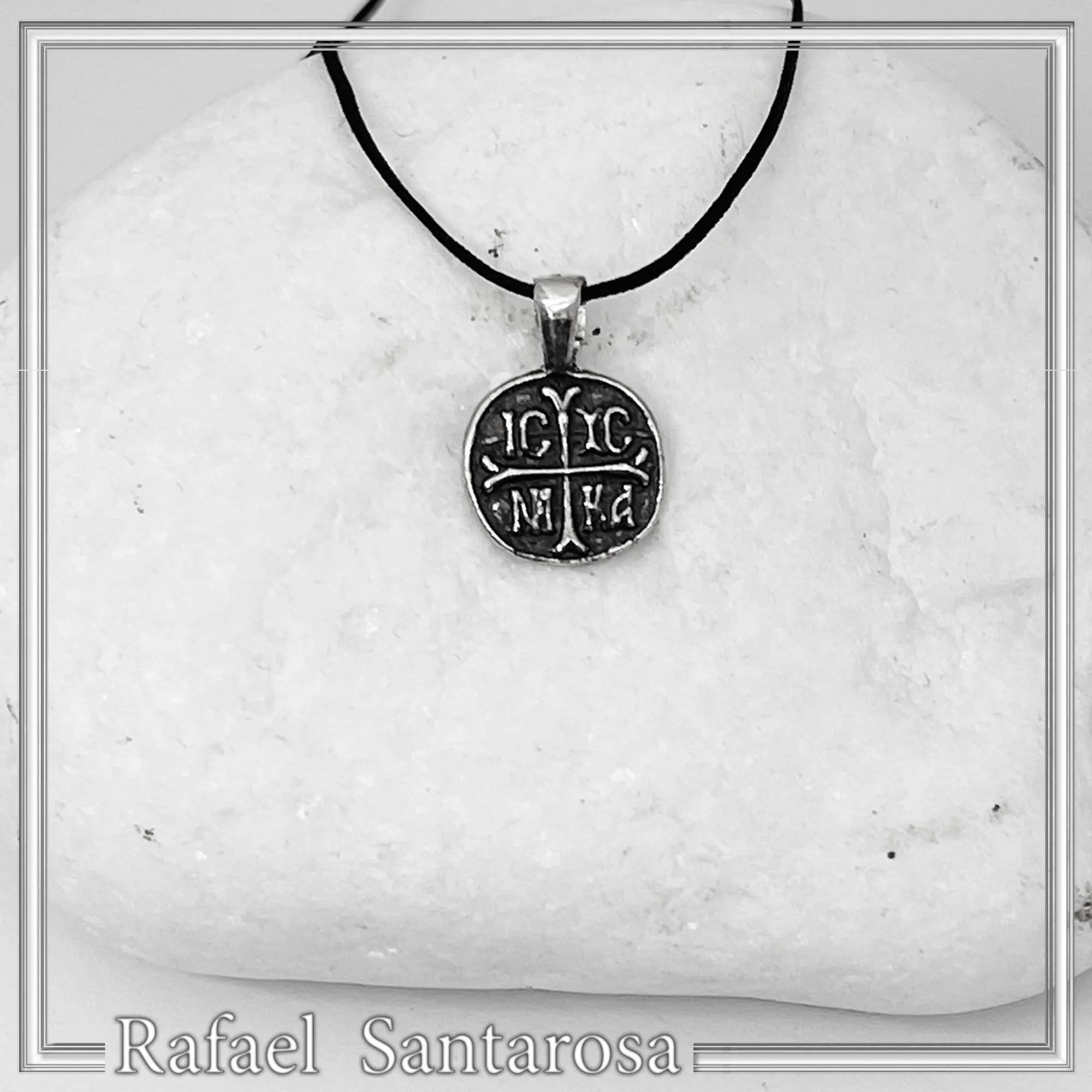 Extra Tiny Protection cross coin Jesus Christ Wins icxc nika necklace Talisman sterling silver. — additional product image 10 from Rafael Santarosa Fine Jewelry
