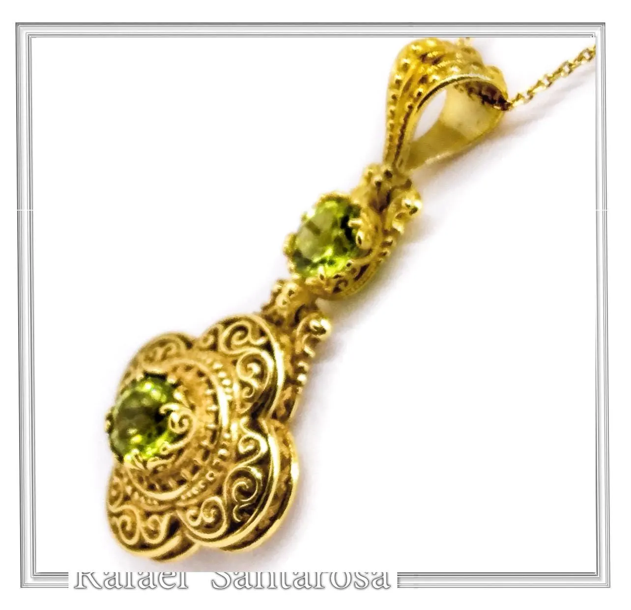Byzantine Cross Pendant Sterling Silver 18k Gold Filled Peridot 5mm Gemstone Brilliant Cut Necklace — additional product image 3 from Rafael Santarosa Fine Jewelry