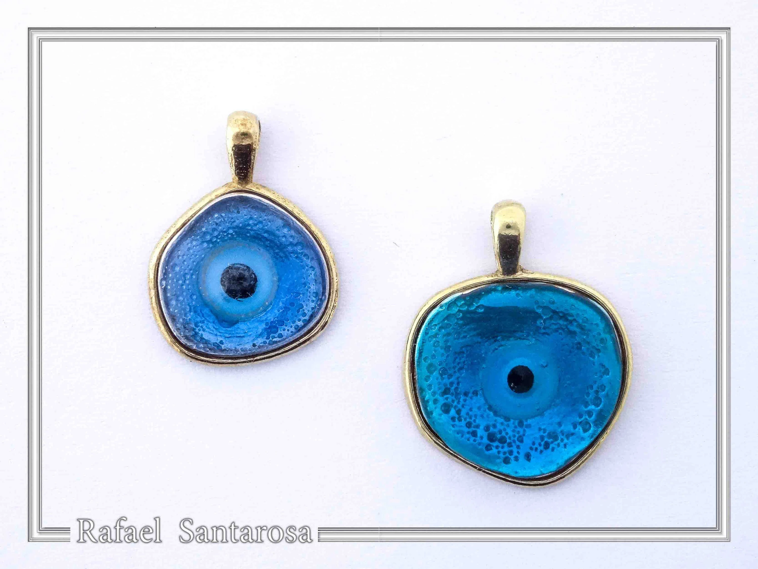 Evil Eye Talisman Against Evil Necklace: Sky Blue Enamel, 18K Gold-Filled Sterling Silver — additional product image 4 from Rafael Santarosa Fine Jewelry