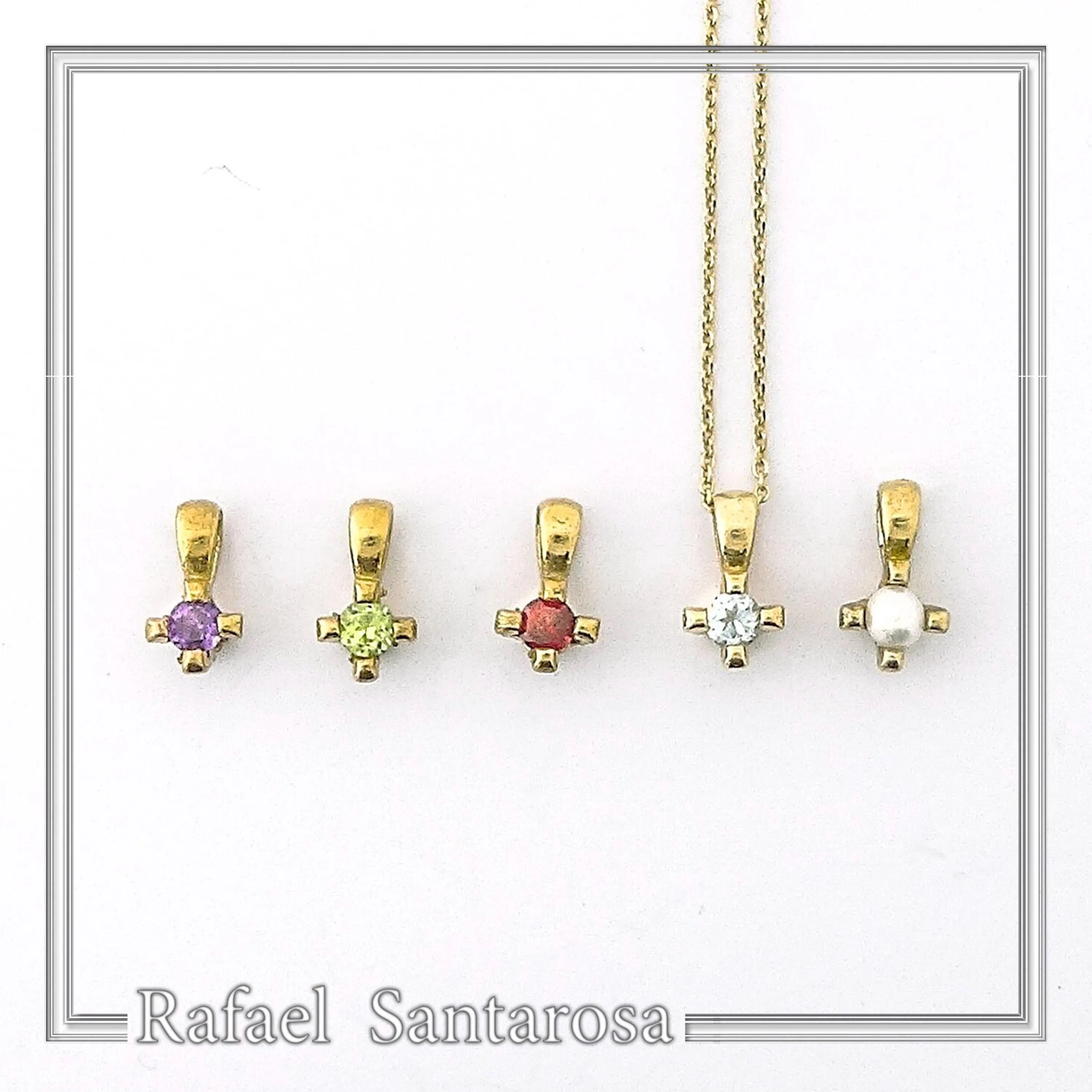Sterling Silver Gold-Filled Natural Gemstone Pendant Necklace: Amethyst, Garnet, Topaz — additional product image 10 from Rafael Santarosa Fine Jewelry