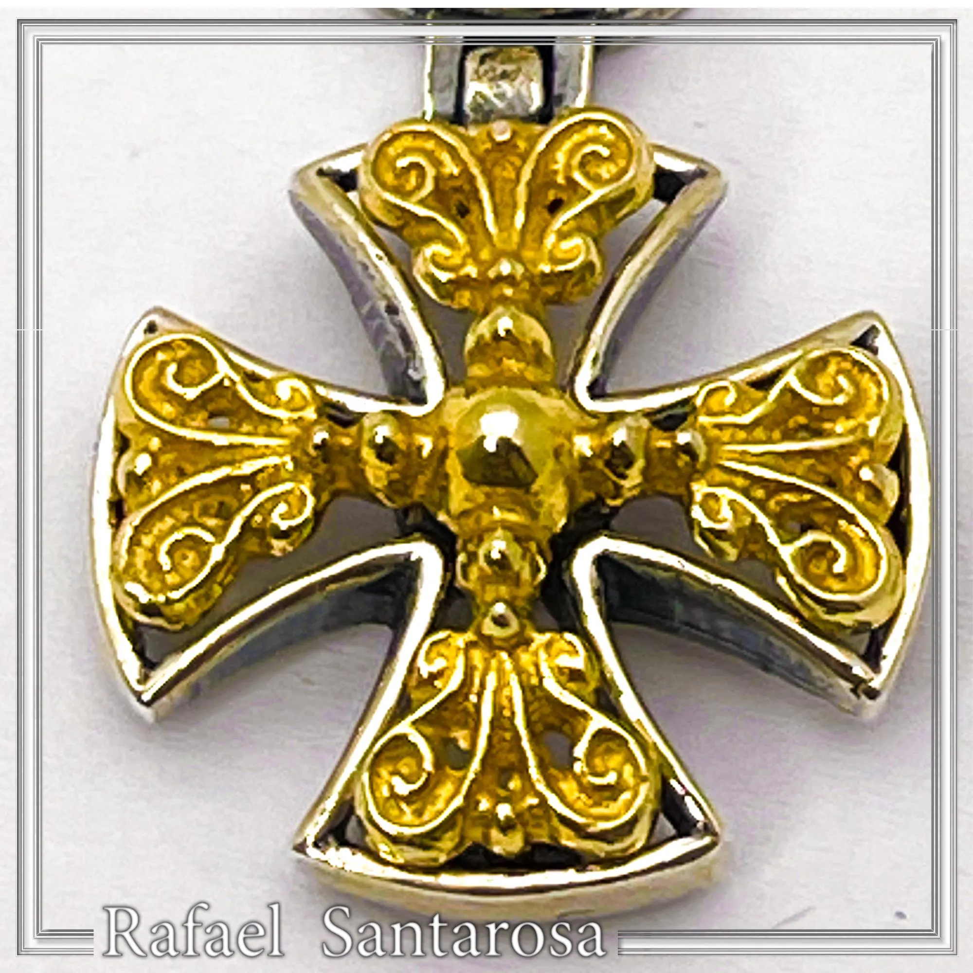 Byzantine religious statement handmade cross earrings, sterling silver 18K gold filled — additional product image 4 from Rafael Santarosa Fine Jewelry