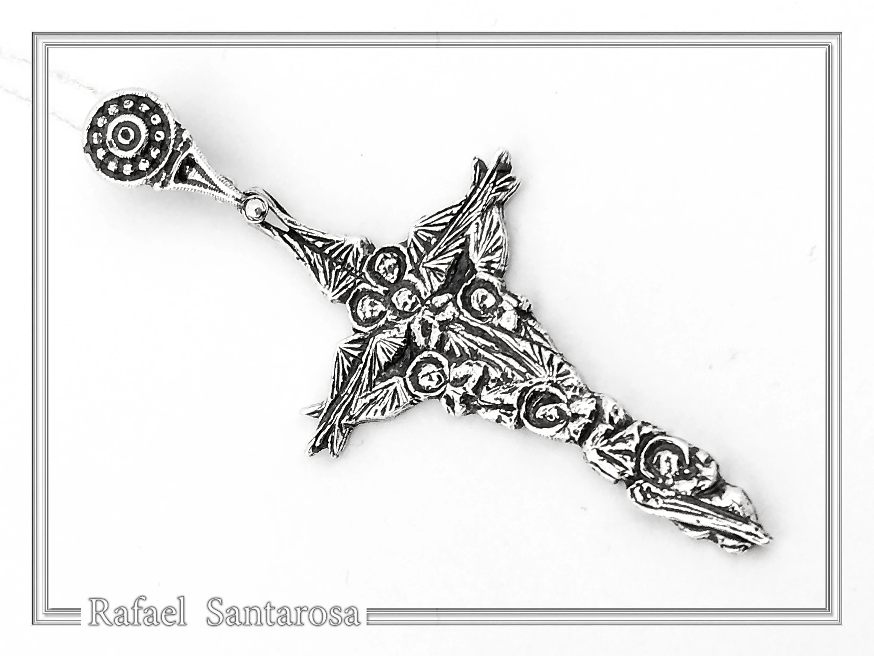 Byzantine 7 angels cross talisman, angel guardian, Greek orthodox Christian cross pendant — additional product image 5 from Rafael Santarosa Fine Jewelry