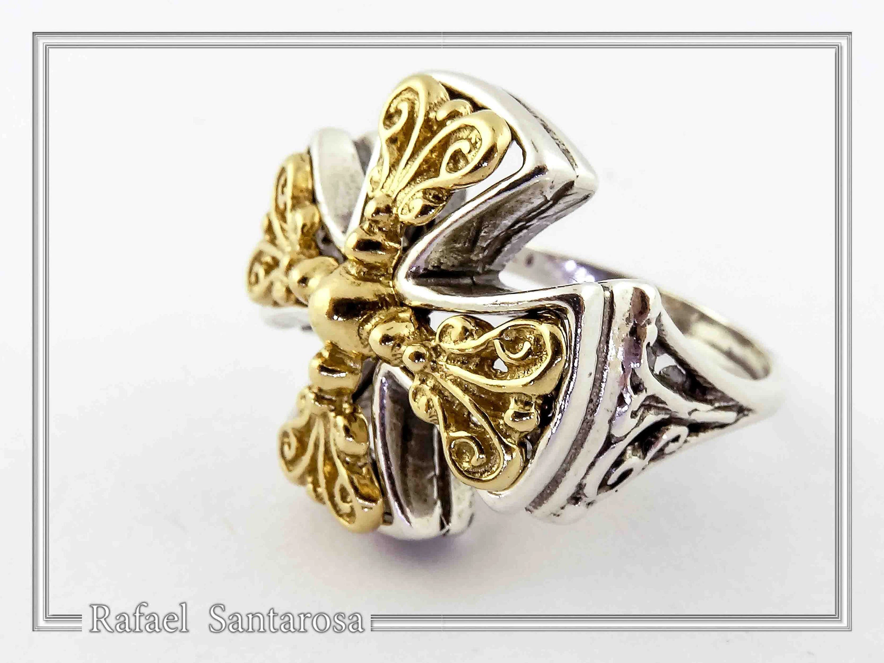 Byzantine Religious Cross Museum Inspired Ring: Oxidized Sterling Silver, 18K Gold Filled Filigree — additional product image 3 from Rafael Santarosa Fine Jewelry
