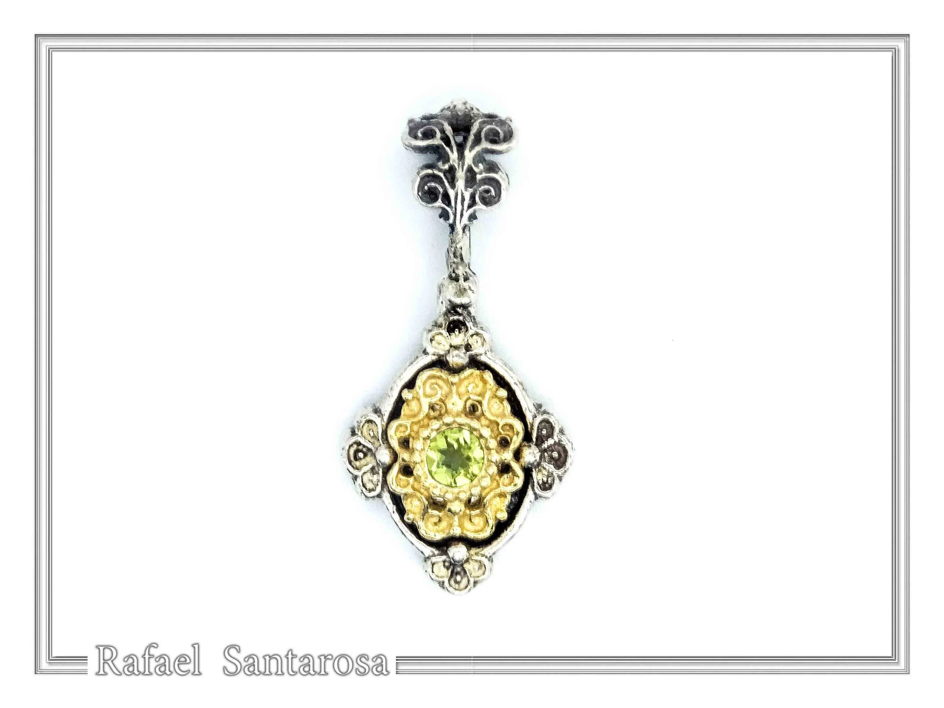 Genuine Peridot Byzantine Style Drop Necklace: Oxidized and 18K Gold Filled Sterling Silver — additional product image 2 from Rafael Santarosa Fine Jewelry