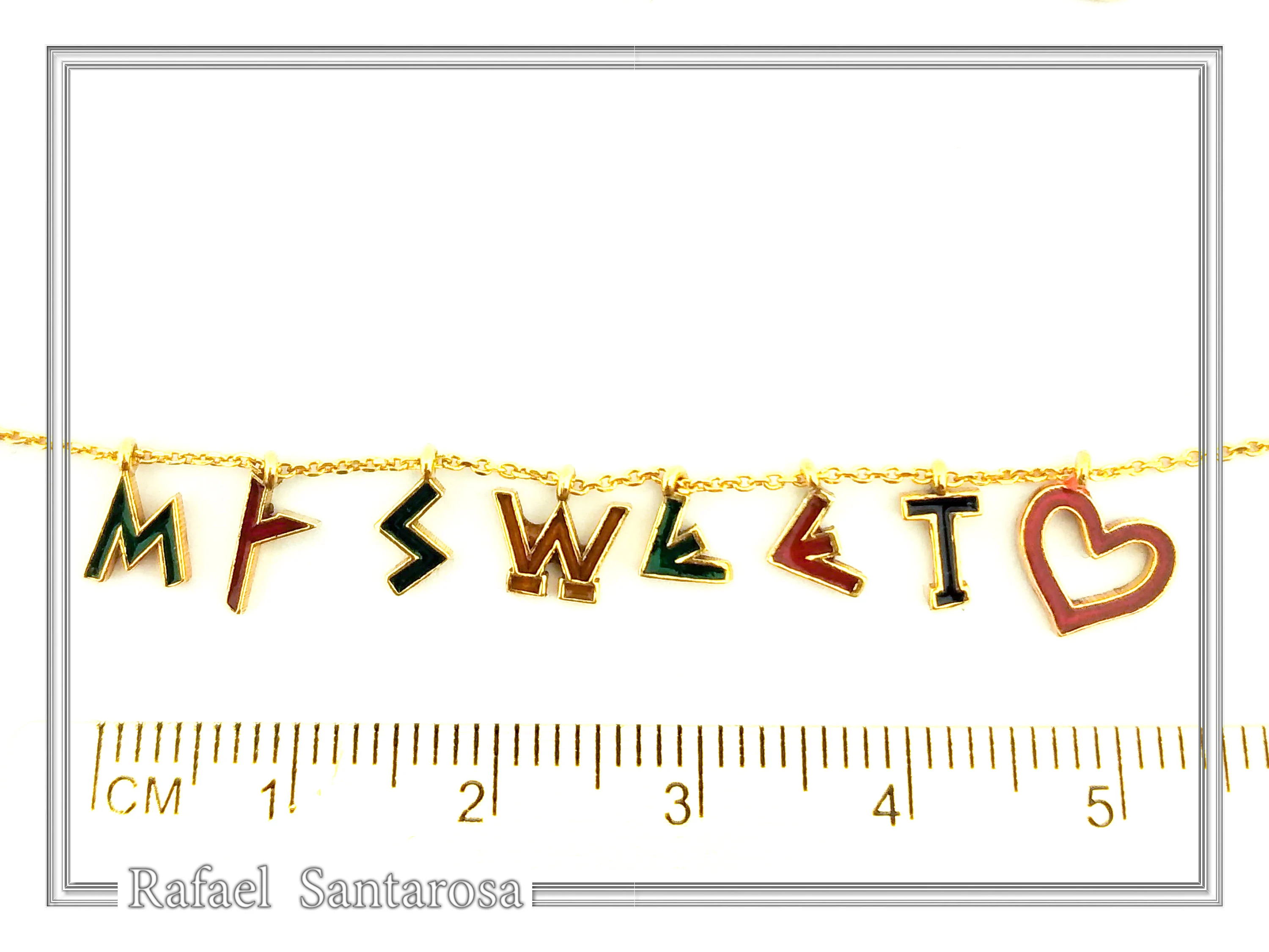 Personalized Names and Words Necklace: 18k Gold Filled Sterling Silver Enamel Colored Charm — additional product image 8 from Rafael Santarosa Fine Jewelry