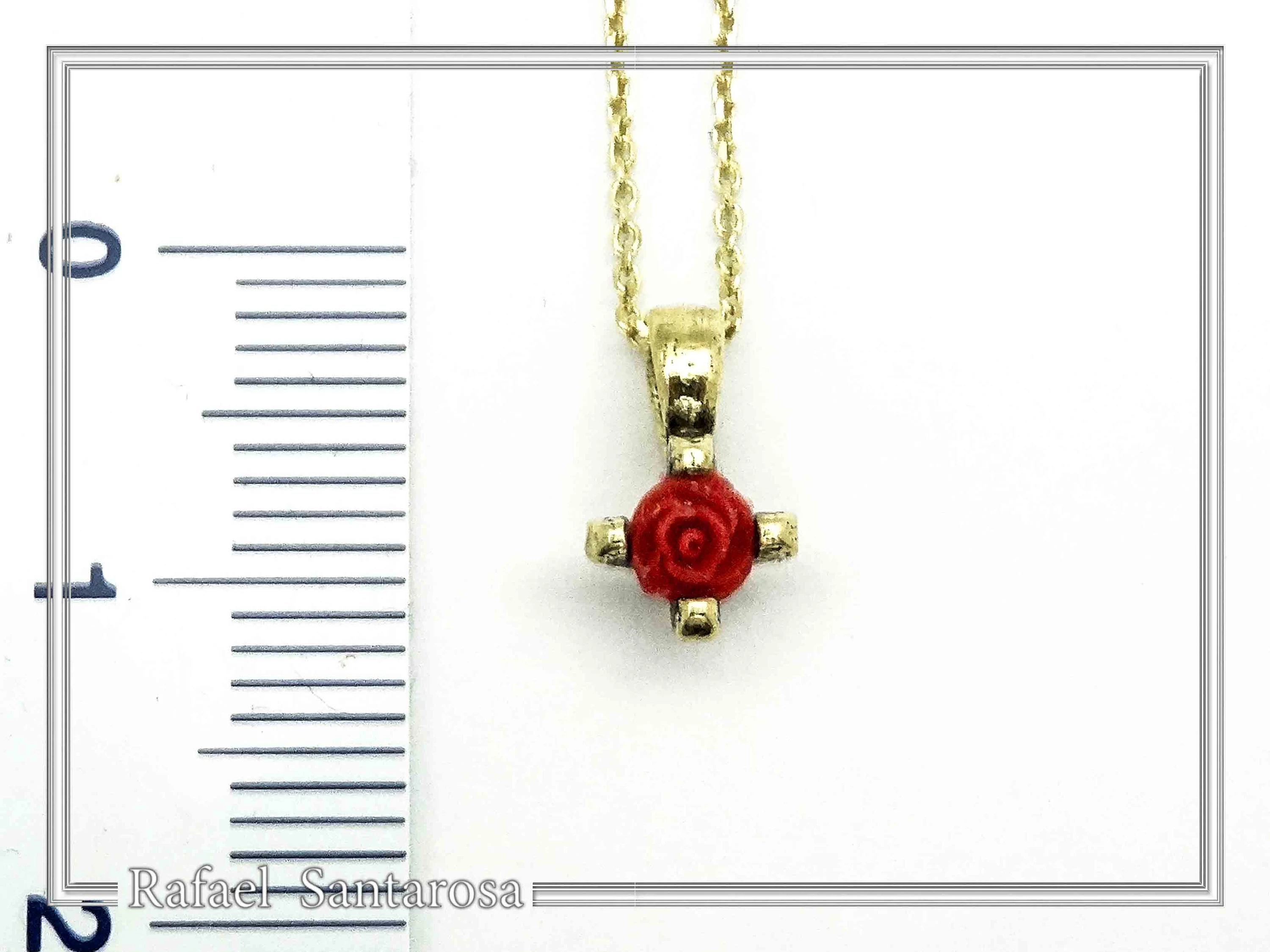 Rose Flower Pendant: Handmade Sculptured Alabaster and 18K Gold-Filled Sterling Silver Necklace — additional product image 7 from Rafael Santarosa Fine Jewelry