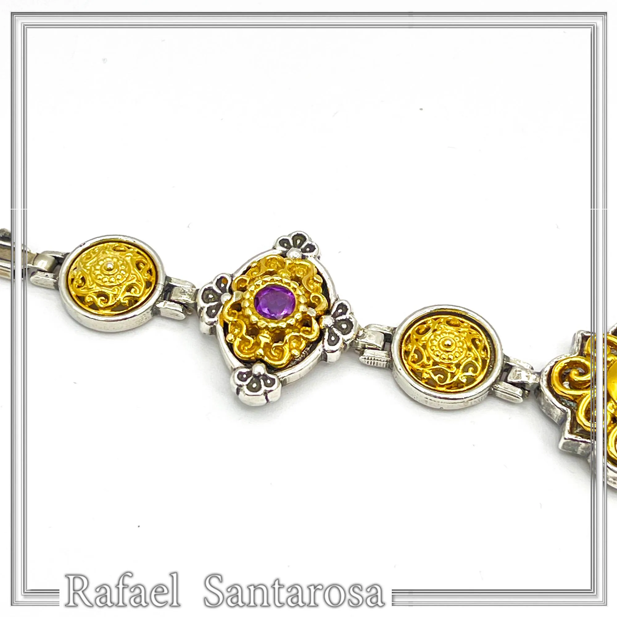 Byzantine Style Natural Gemstones Beaded Bracelet: Oxidized & 18K Gold-Filled Sterling Silver — additional product image 4 from Rafael Santarosa Fine Jewelry